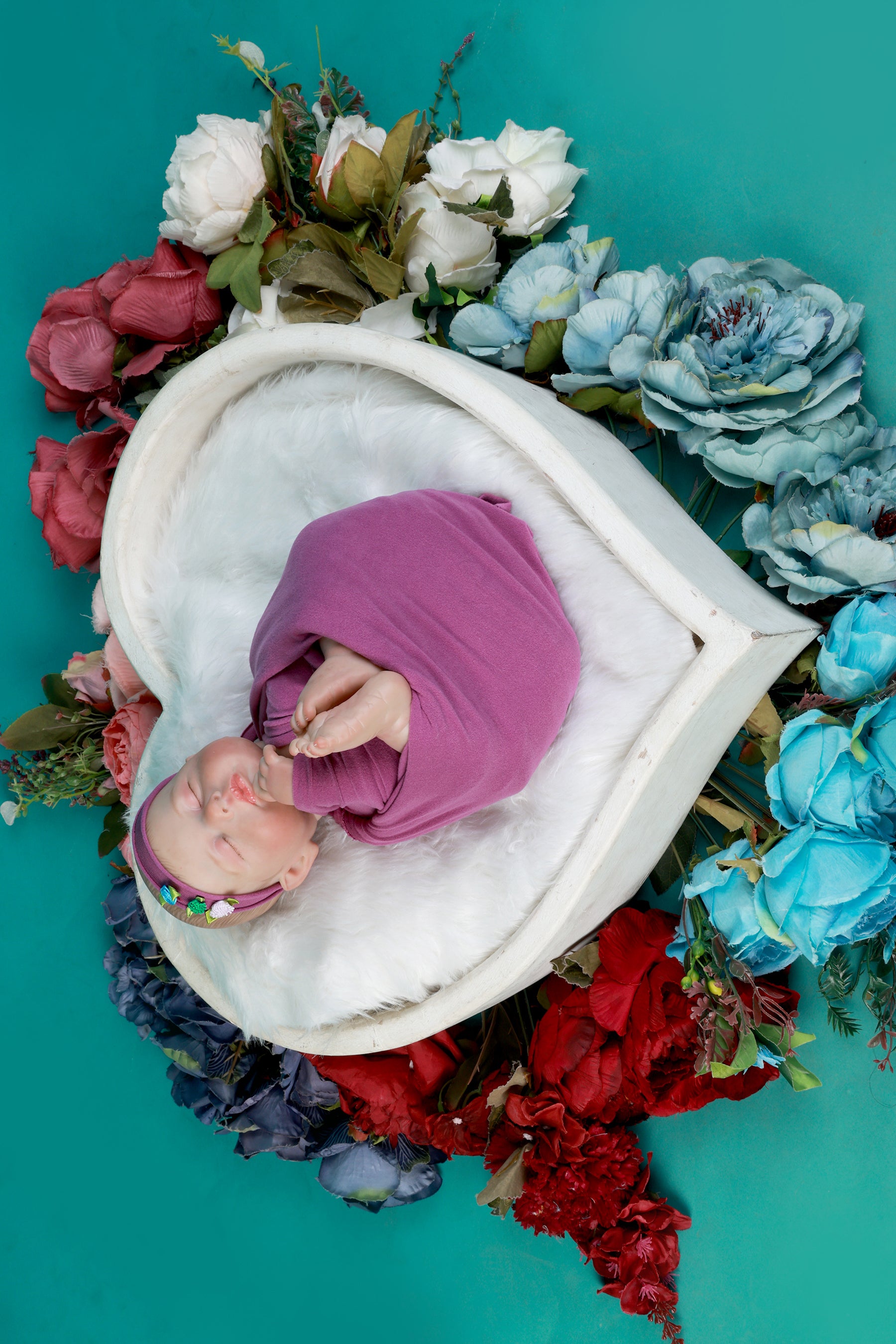 Plum Newborn Wrap & Headband Set – Soft, Cozy, and Stylish Baby Photography Prop for Dreamy Newborn Portraits