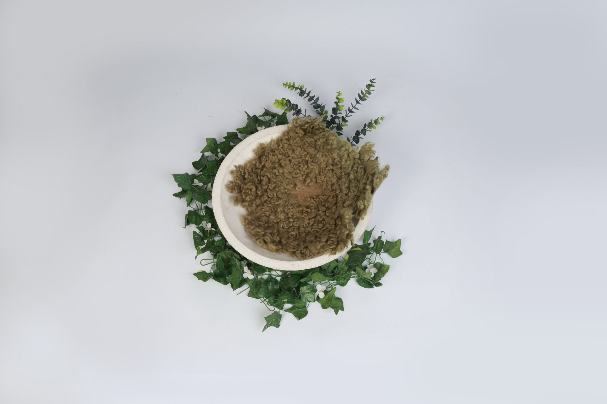 CURLY FUR Olive Green - Newborn Photography Prop | Infant Photo Prop - Tiny Prop Store