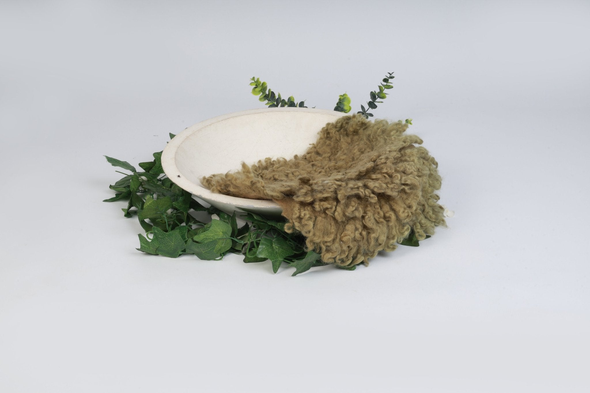 CURLY FUR Olive Green - Newborn Photography Prop | Infant Photo Prop - Tiny Prop Store