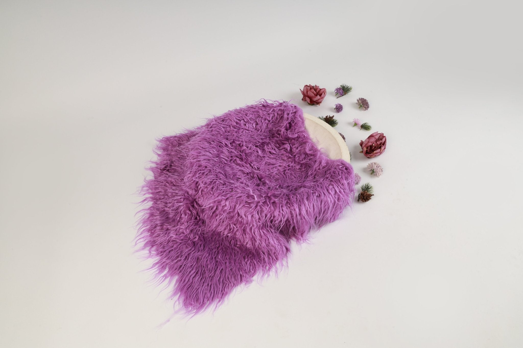 Purple Fur Baby Photography Prop | Newborn Fluffy Fur for Photoshoot | Infant Prop - Tiny Prop Store