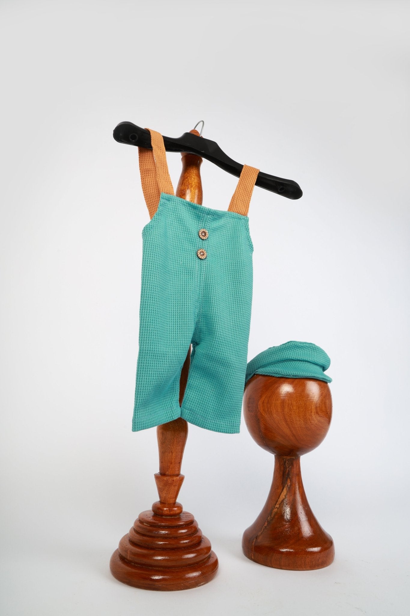 Vintage Teal Baby Romper & Cap Set – Newborn Photoshoot Outfit - Tiny Prop Store