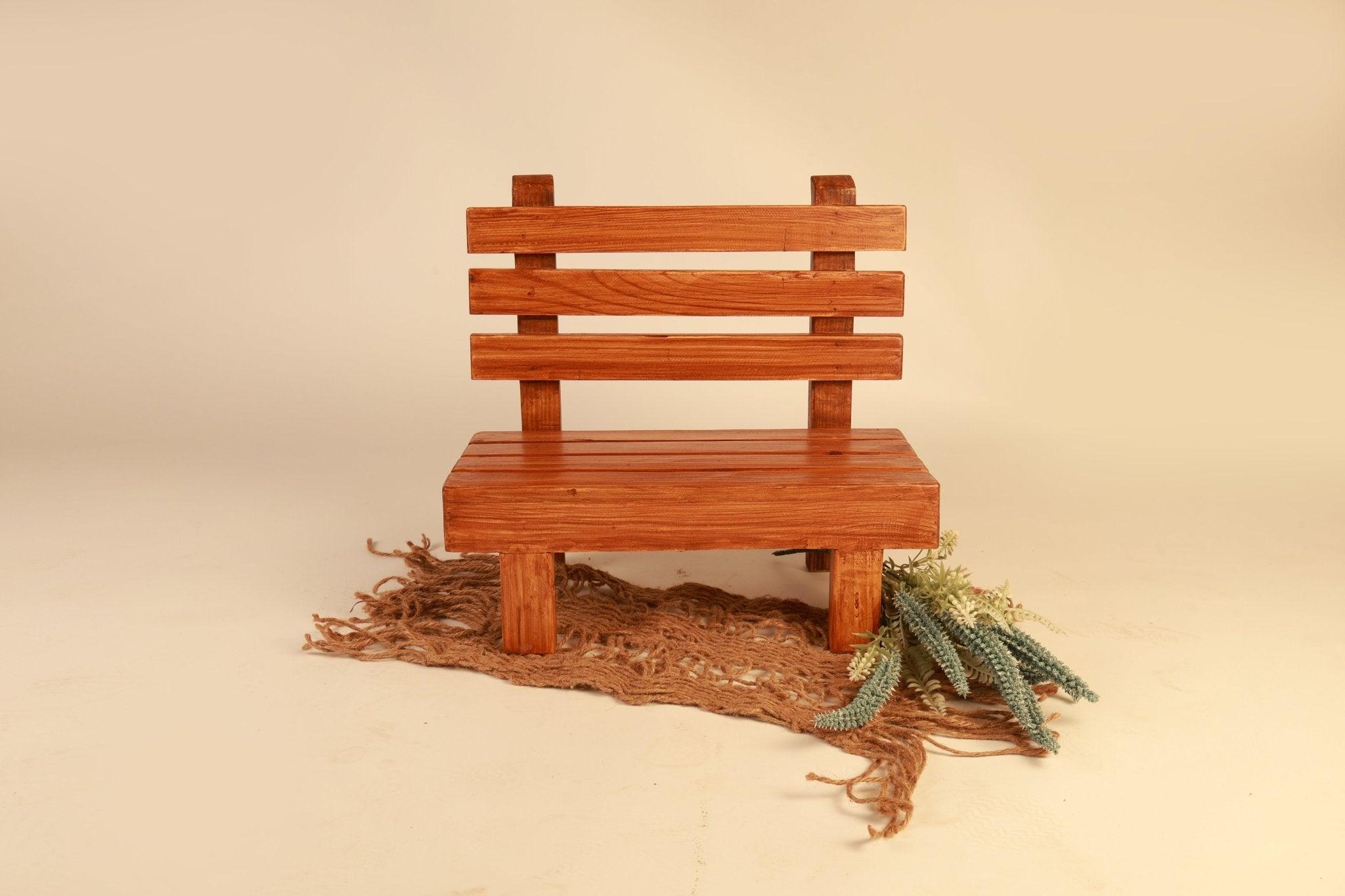 Wooden Baby Photography Bench – Rustic Newborn Baby & Kids Photoshoot Prop - Tiny Prop Store