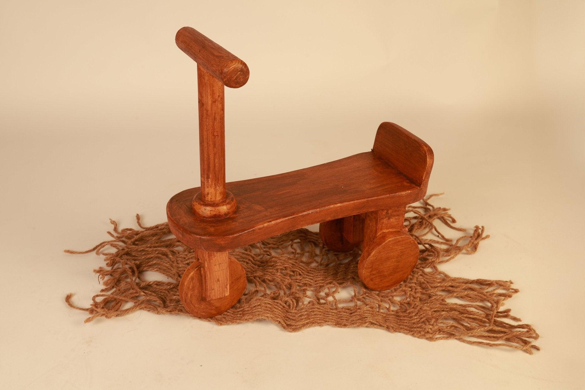 Wooden Scooter With Wagon - Baby Photography Prop - Tiny Prop Store