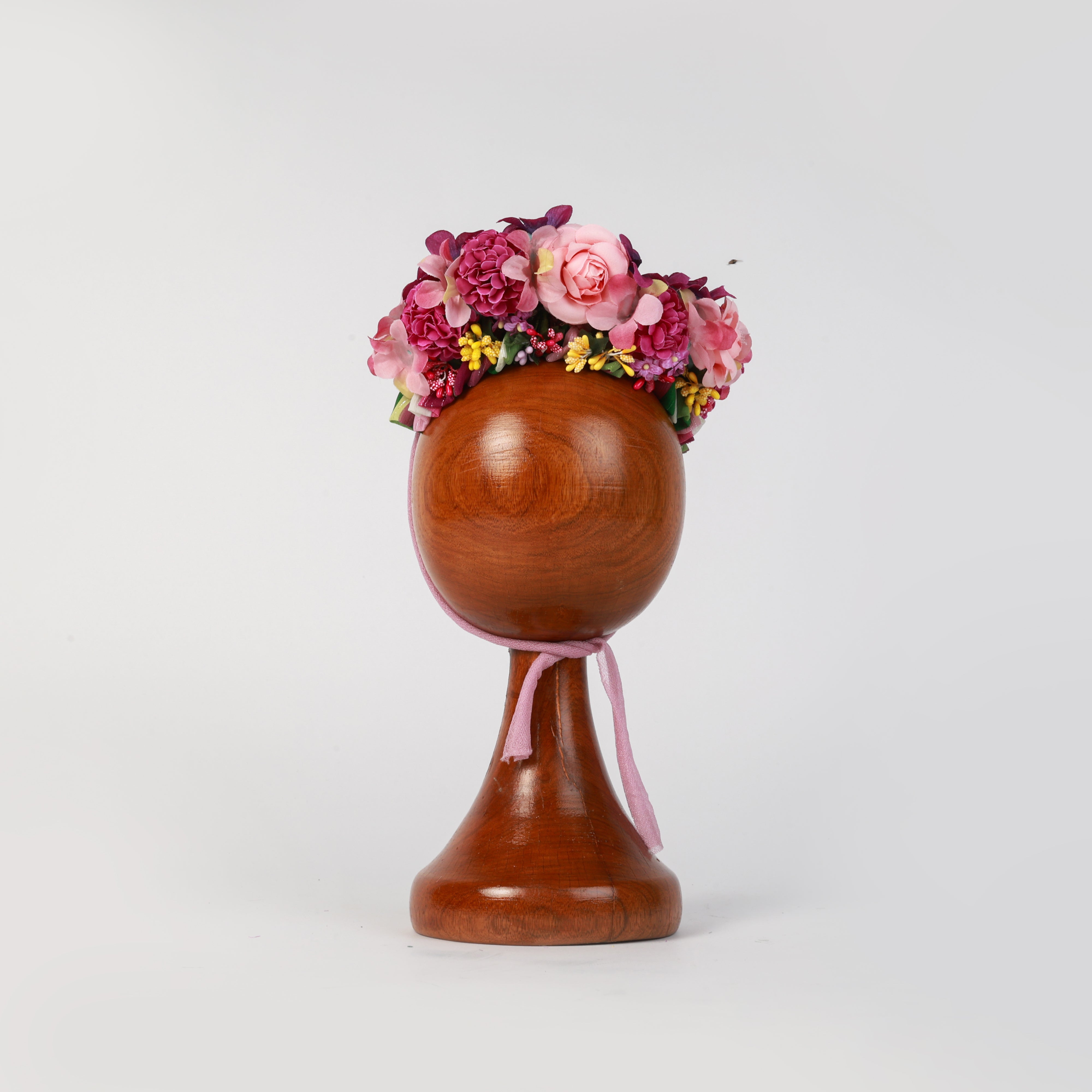Elegant Pink & Burgundy Floral Crown – Handcrafted Baby Headband for Newborn Photography & Special Occasions
