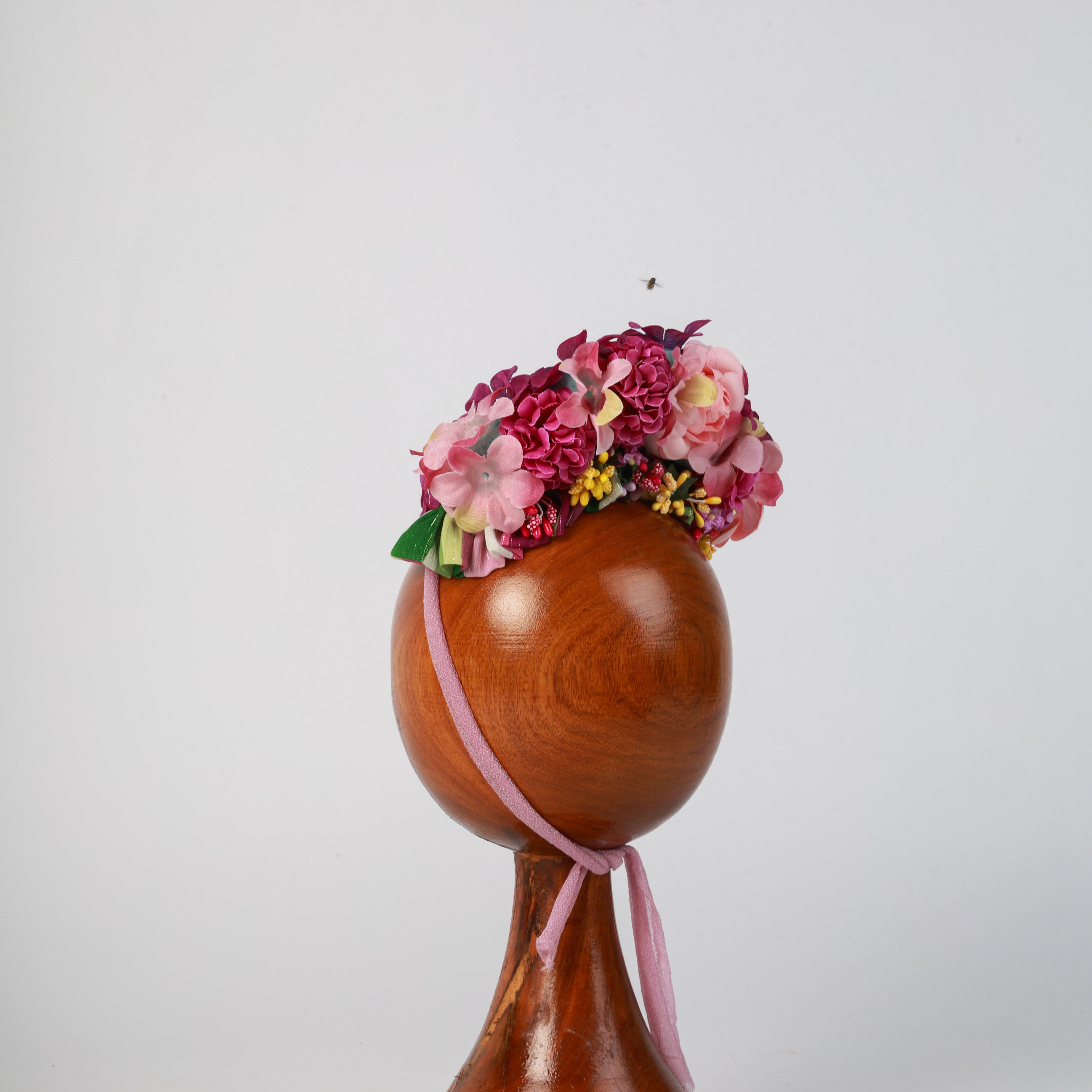 Elegant Pink & Burgundy Floral Crown – Handcrafted Baby Headband for Newborn Photography & Special Occasions