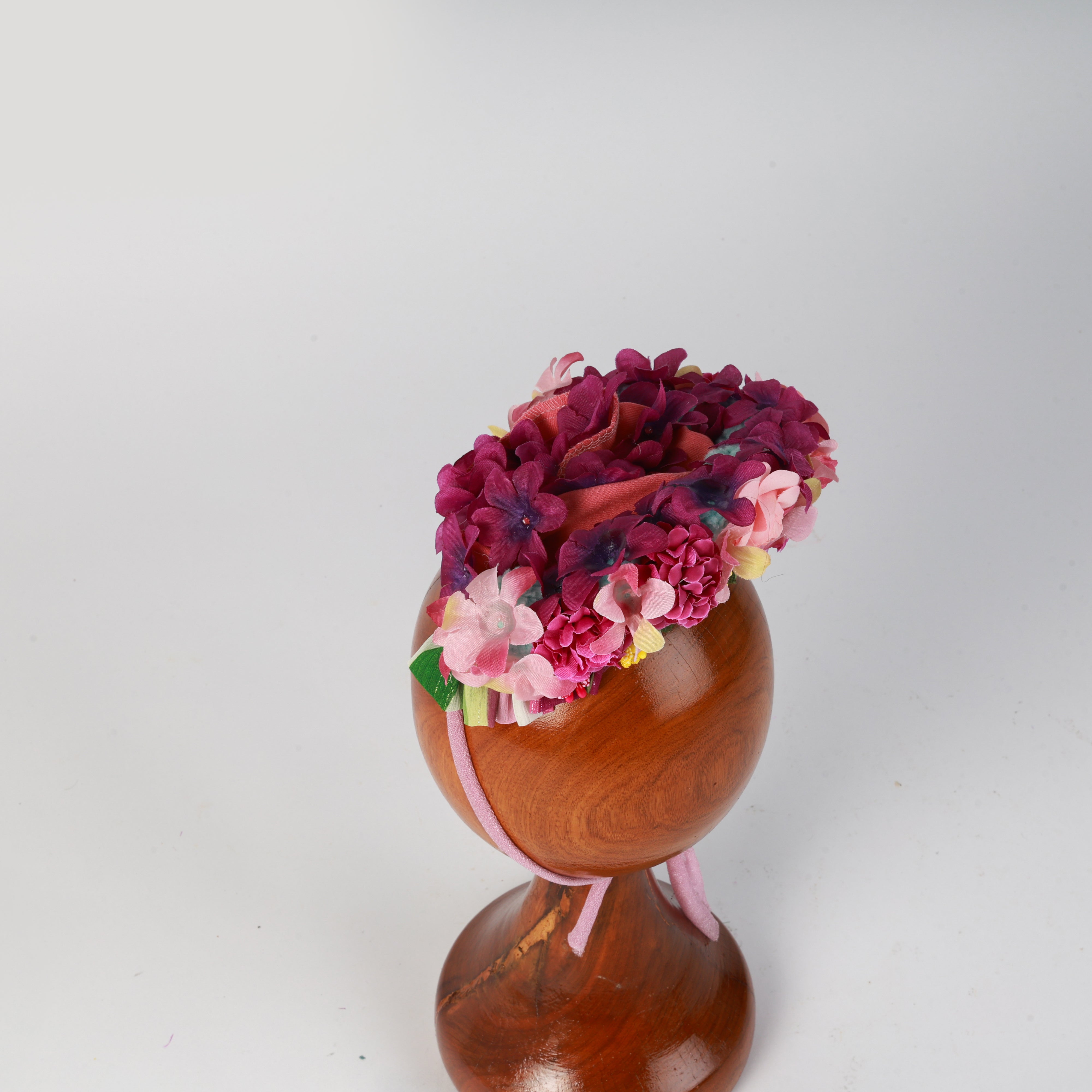 Elegant Pink & Burgundy Floral Crown – Handcrafted Baby Headband for Newborn Photography & Special Occasions