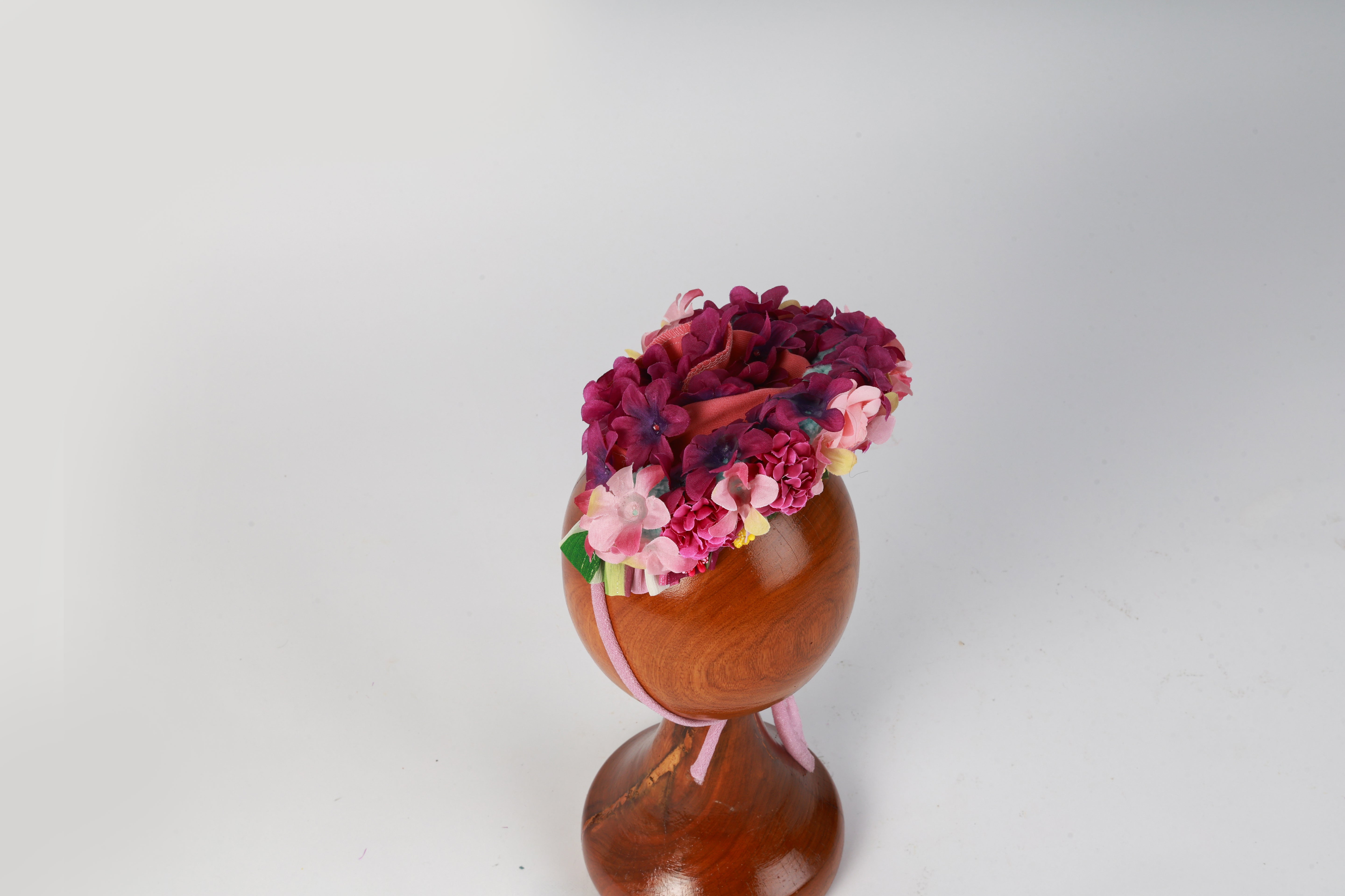 Elegant Pink & Burgundy Floral Crown – Handcrafted Baby Headband for Newborn Photography & Special Occasions