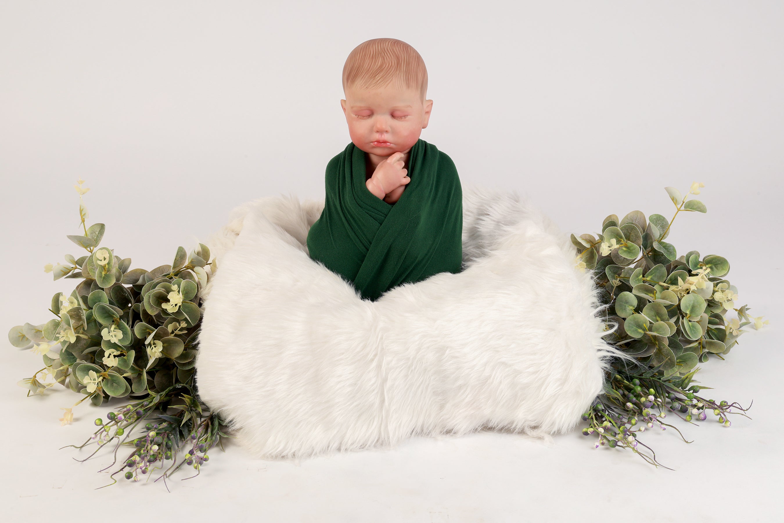 Forest Green Baby Wrap – Soft, Stretchy, and Elegant Newborn Photography Prop for Swaddling, Layering, and Posing