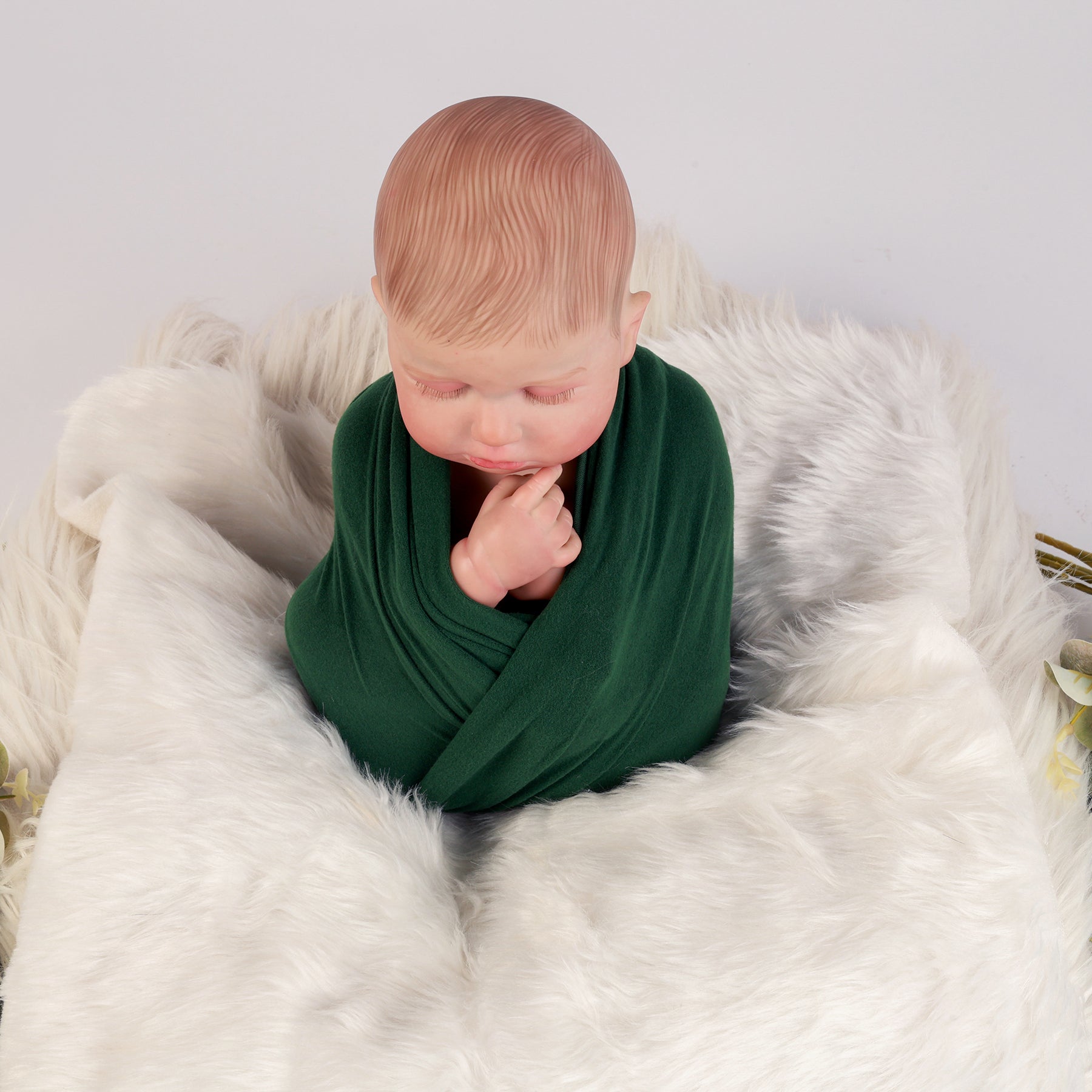 Forest Green Baby Wrap – Soft, Stretchy, and Elegant Newborn Photography Prop for Swaddling, Layering, and Posing