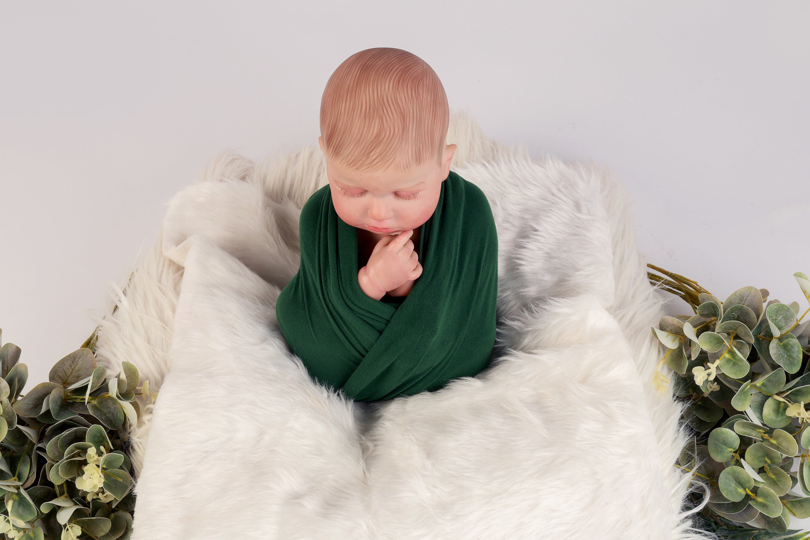 Forest Green Baby Wrap – Soft, Stretchy, and Elegant Newborn Photography Prop for Swaddling, Layering, and Posing