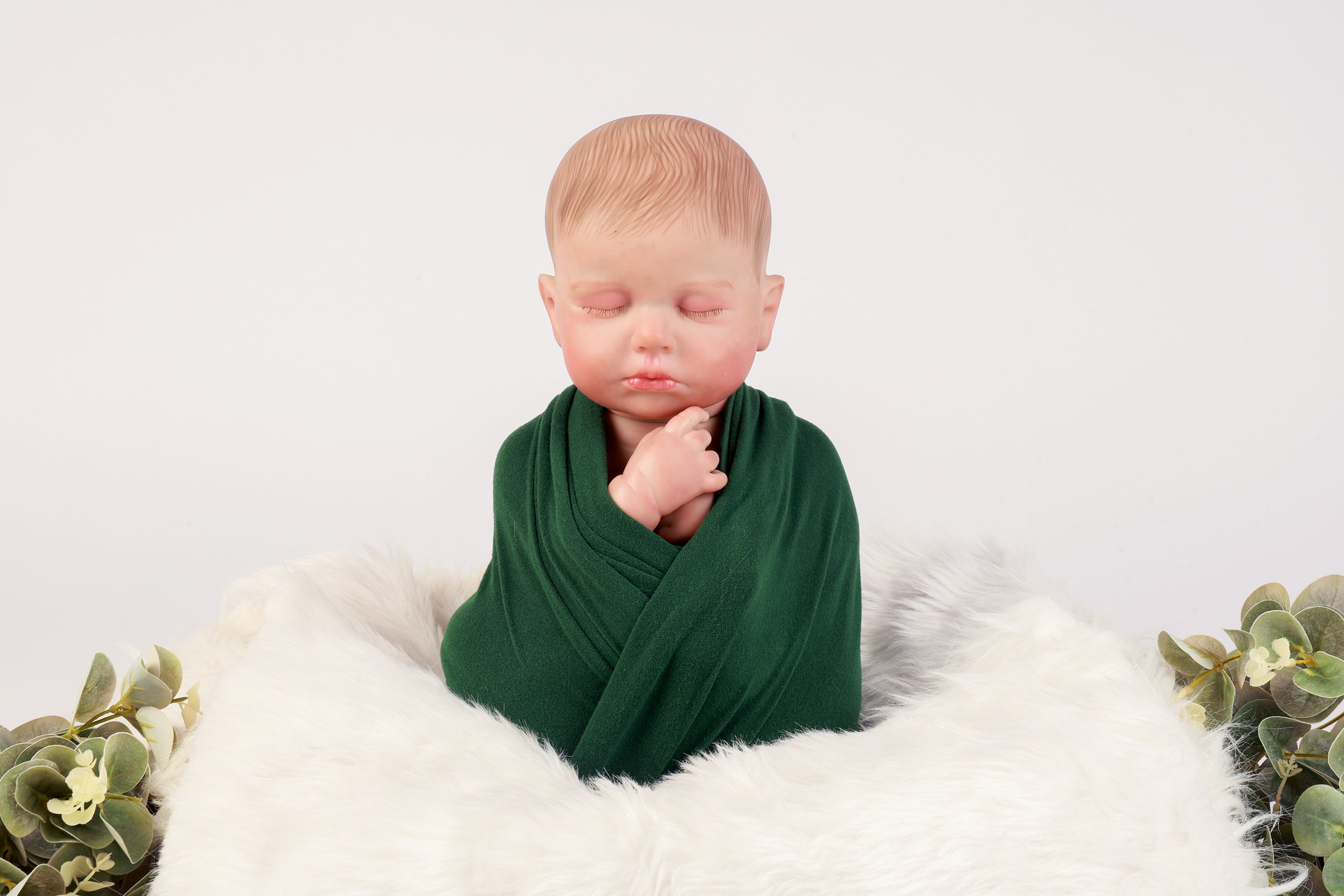 Forest Green Baby Wrap – Soft, Stretchy, and Elegant Newborn Photography Prop for Swaddling, Layering, and Posing