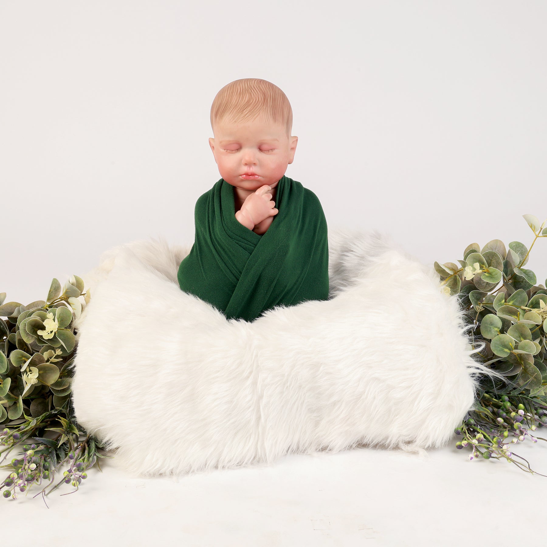 Forest Green Baby Wrap – Soft, Stretchy, and Elegant Newborn Photography Prop for Swaddling, Layering, and Posing