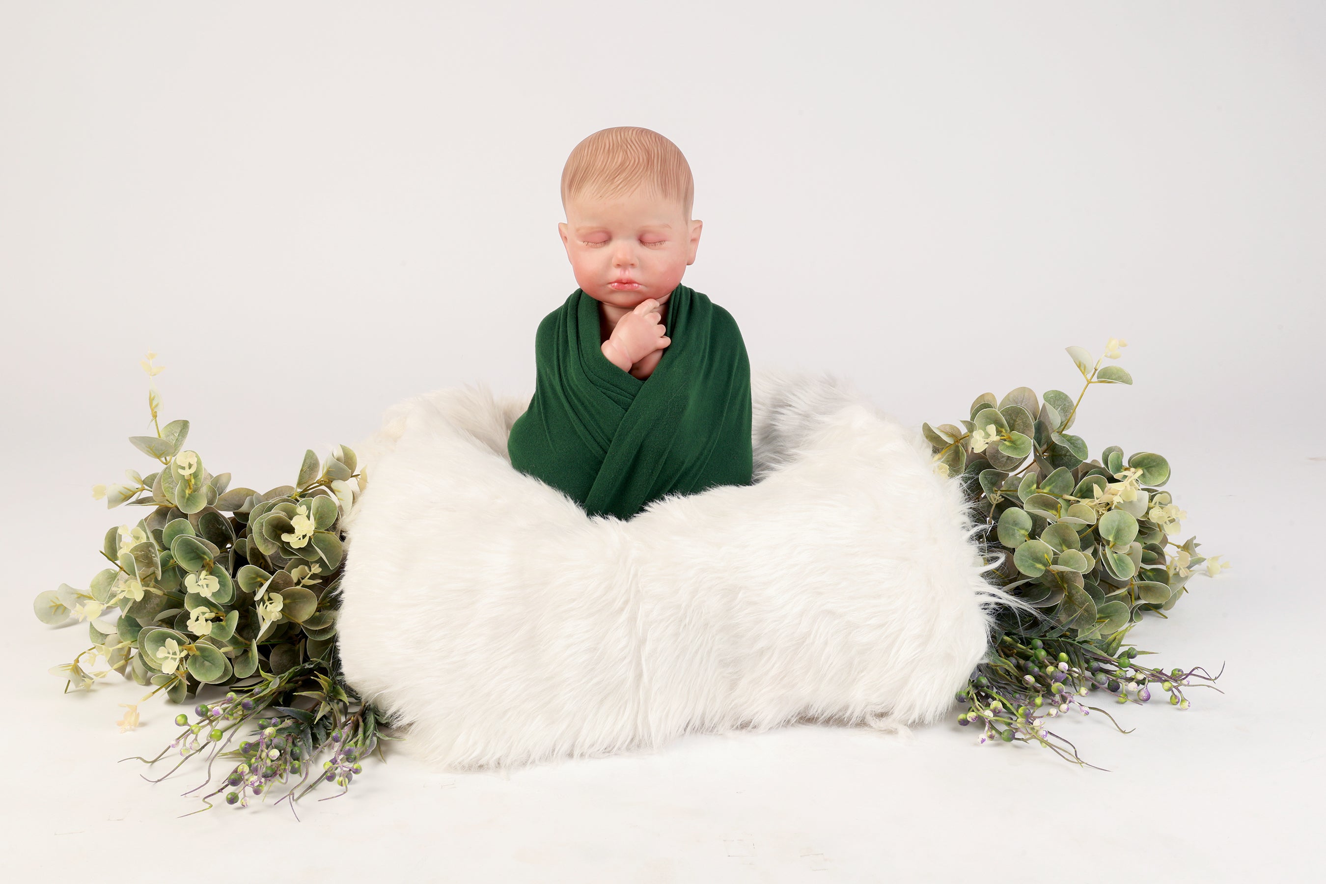 Forest Green Baby Wrap – Soft, Stretchy, and Elegant Newborn Photography Prop for Swaddling, Layering, and Posing