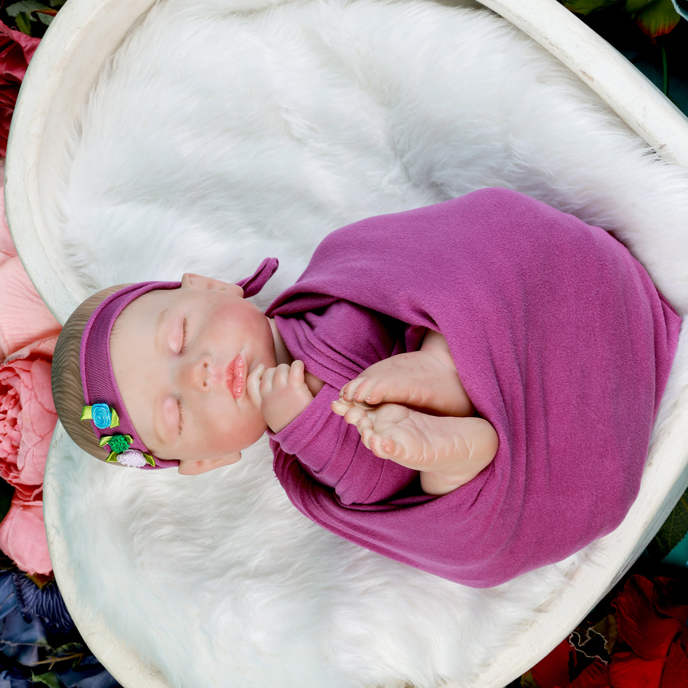 Plum Newborn Wrap & Headband Set – Soft, Cozy, and Stylish Baby Photography Prop for Dreamy Newborn Portraits