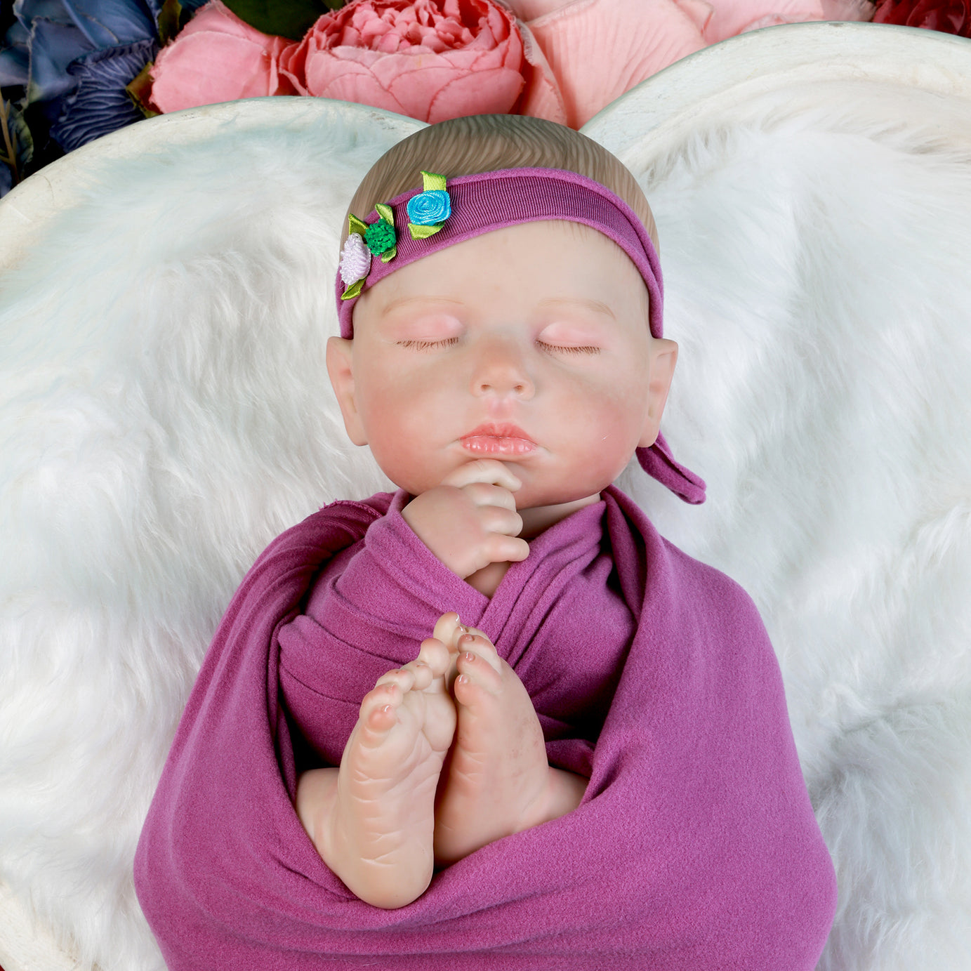 Plum Newborn Wrap & Headband Set – Soft, Cozy, and Stylish Baby Photography Prop for Dreamy Newborn Portraits