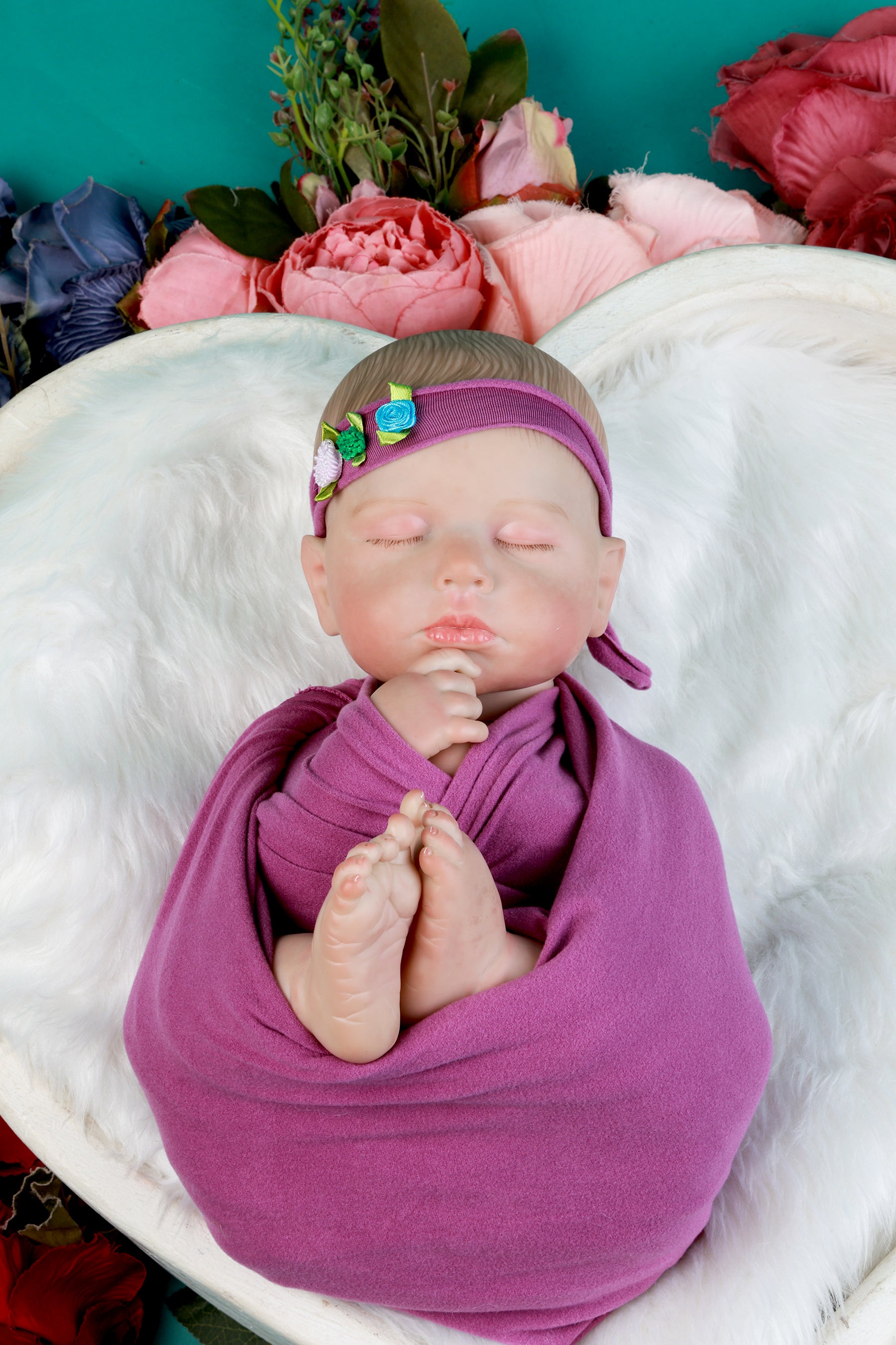 Plum Newborn Wrap & Headband Set – Soft, Cozy, and Stylish Baby Photography Prop for Dreamy Newborn Portraits