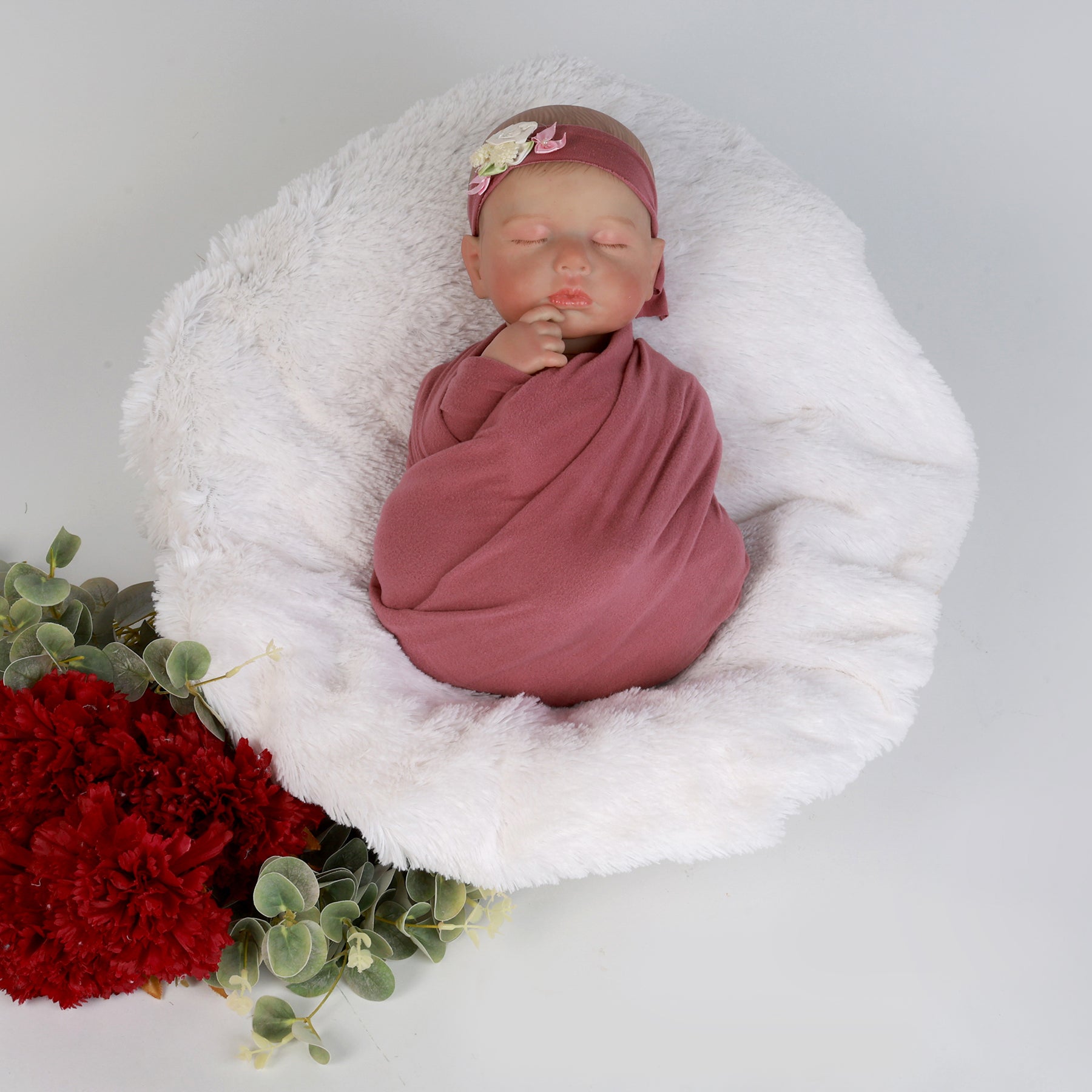 Mauve Baby Wrap for Newborn Photography – Soft, Stretchy, Lightweight & Comfortable for Timeless Baby Portraits