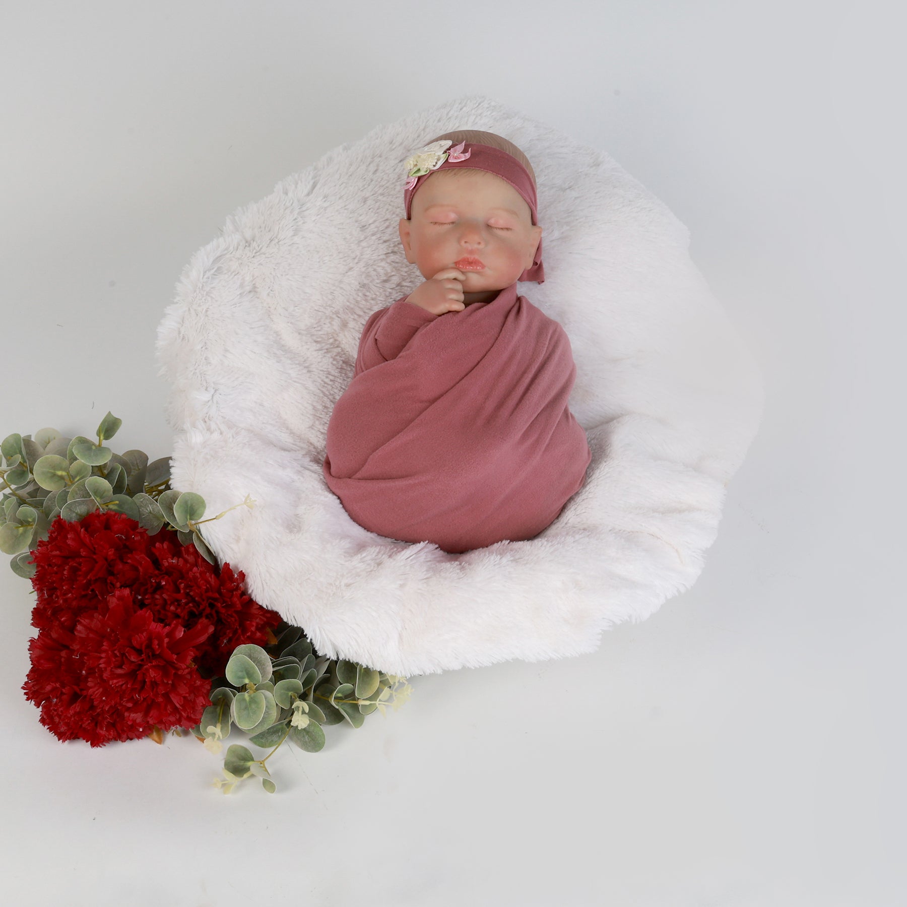 Mauve Baby Wrap for Newborn Photography – Soft, Stretchy, Lightweight & Comfortable for Timeless Baby Portraits