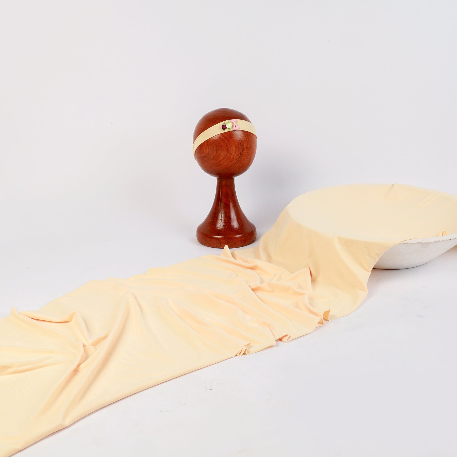 Dark Cream Newborn Wrap & Headband Set – Elegant Baby Photography Prop with Floral Headband