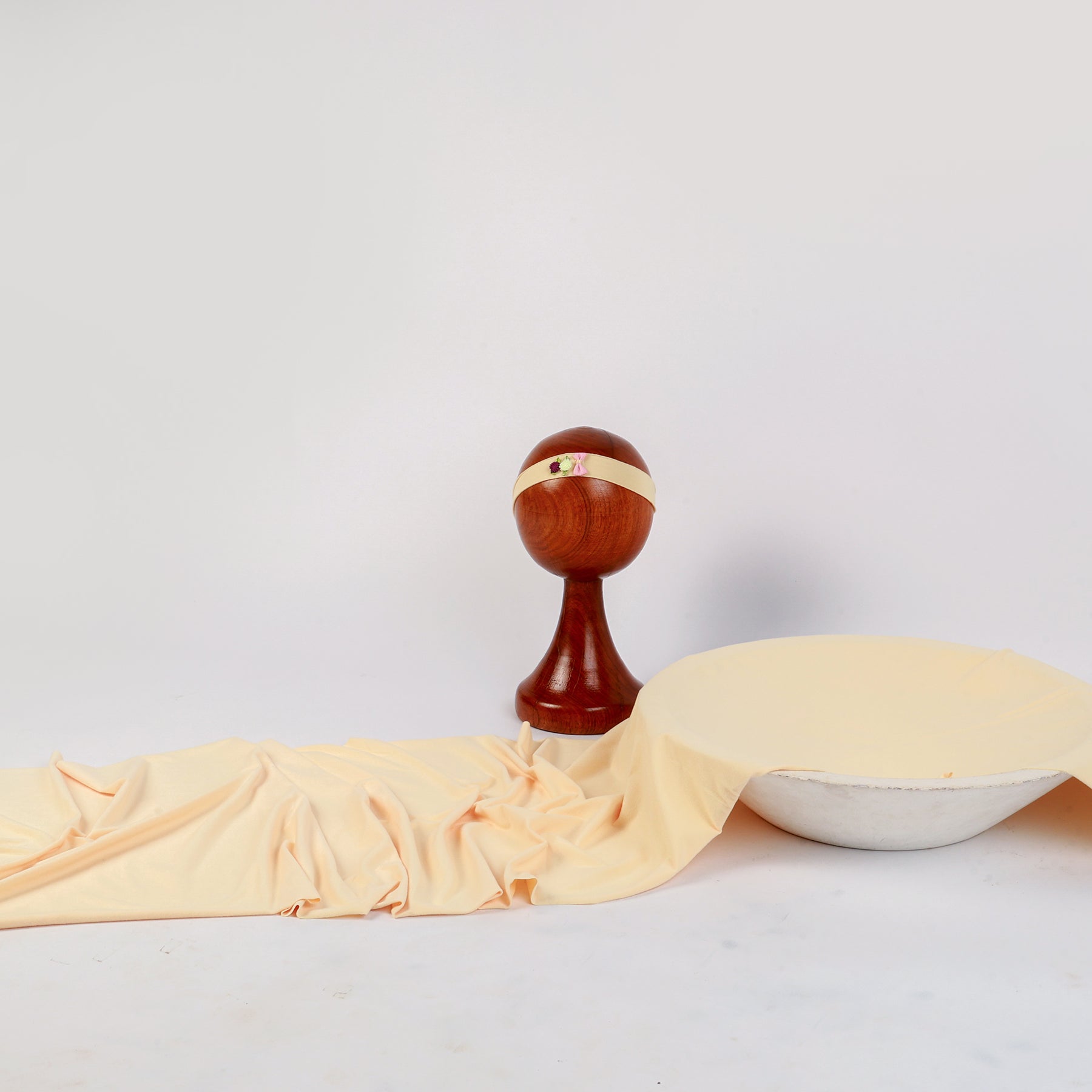 Dark Cream Newborn Wrap & Headband Set – Elegant Baby Photography Prop with Floral Headband