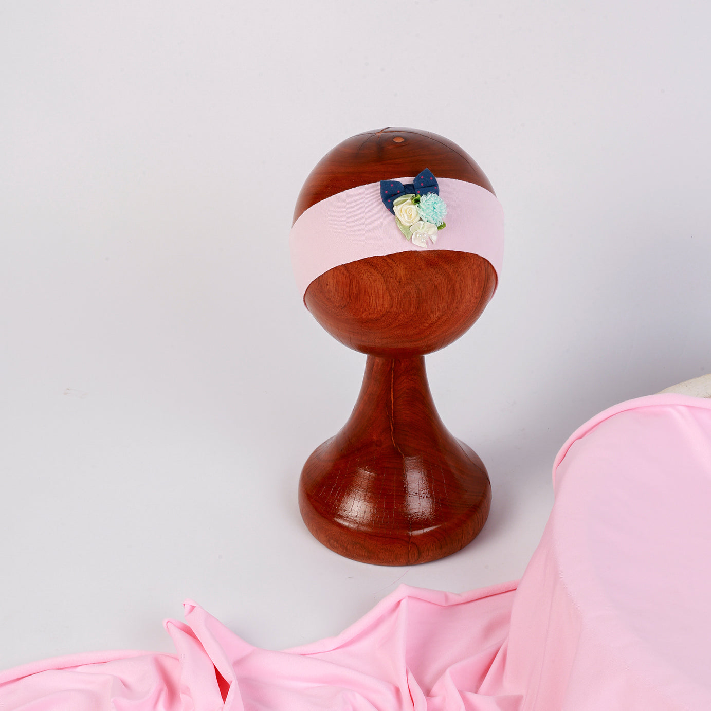 Pink Baby Wrap & Headband Set – Soft & Stretchy Newborn Photography Prop with Floral Headband for Milestone Photoshoots