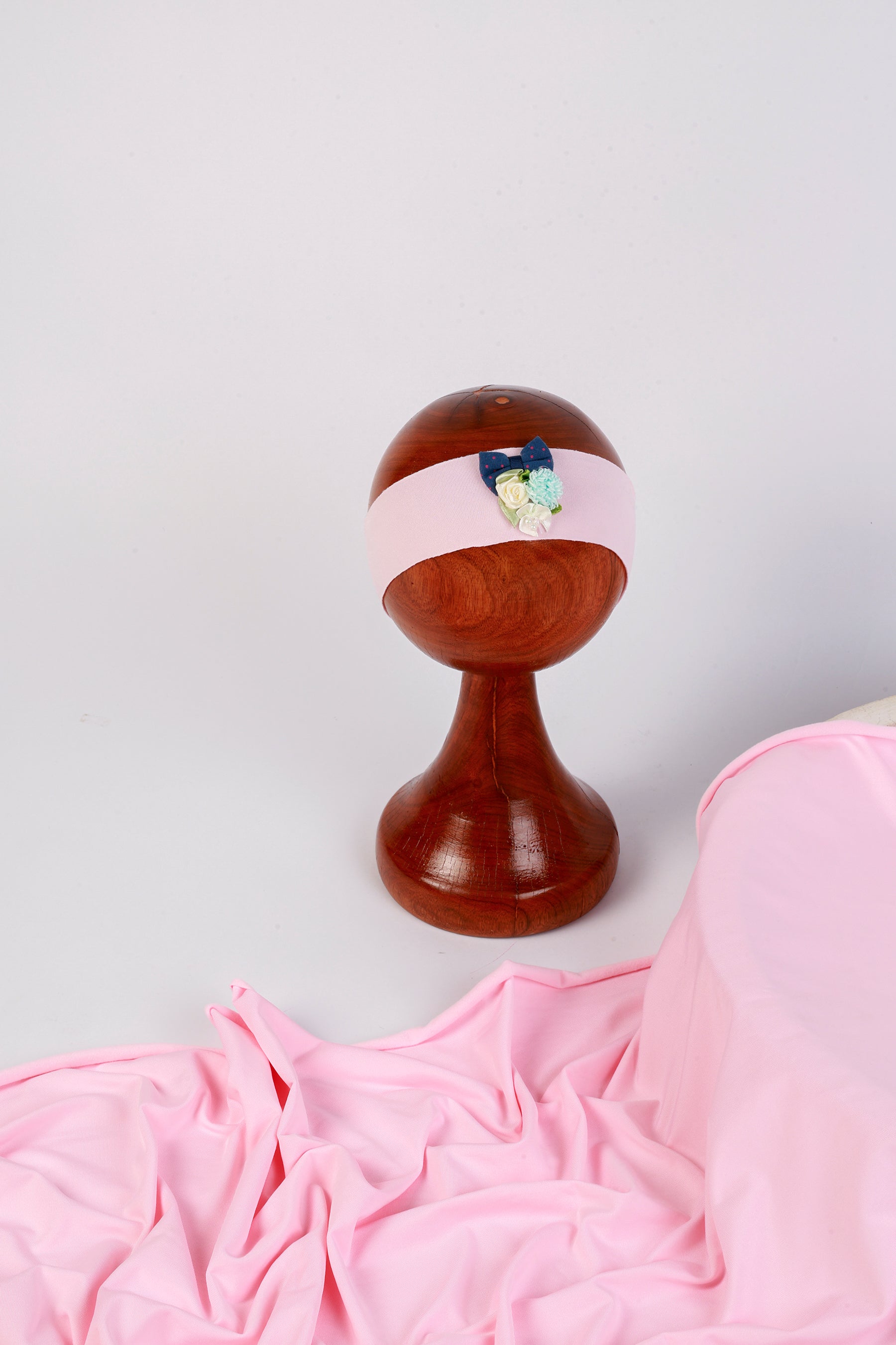 Pink Baby Wrap & Headband Set – Soft & Stretchy Newborn Photography Prop with Floral Headband for Milestone Photoshoots