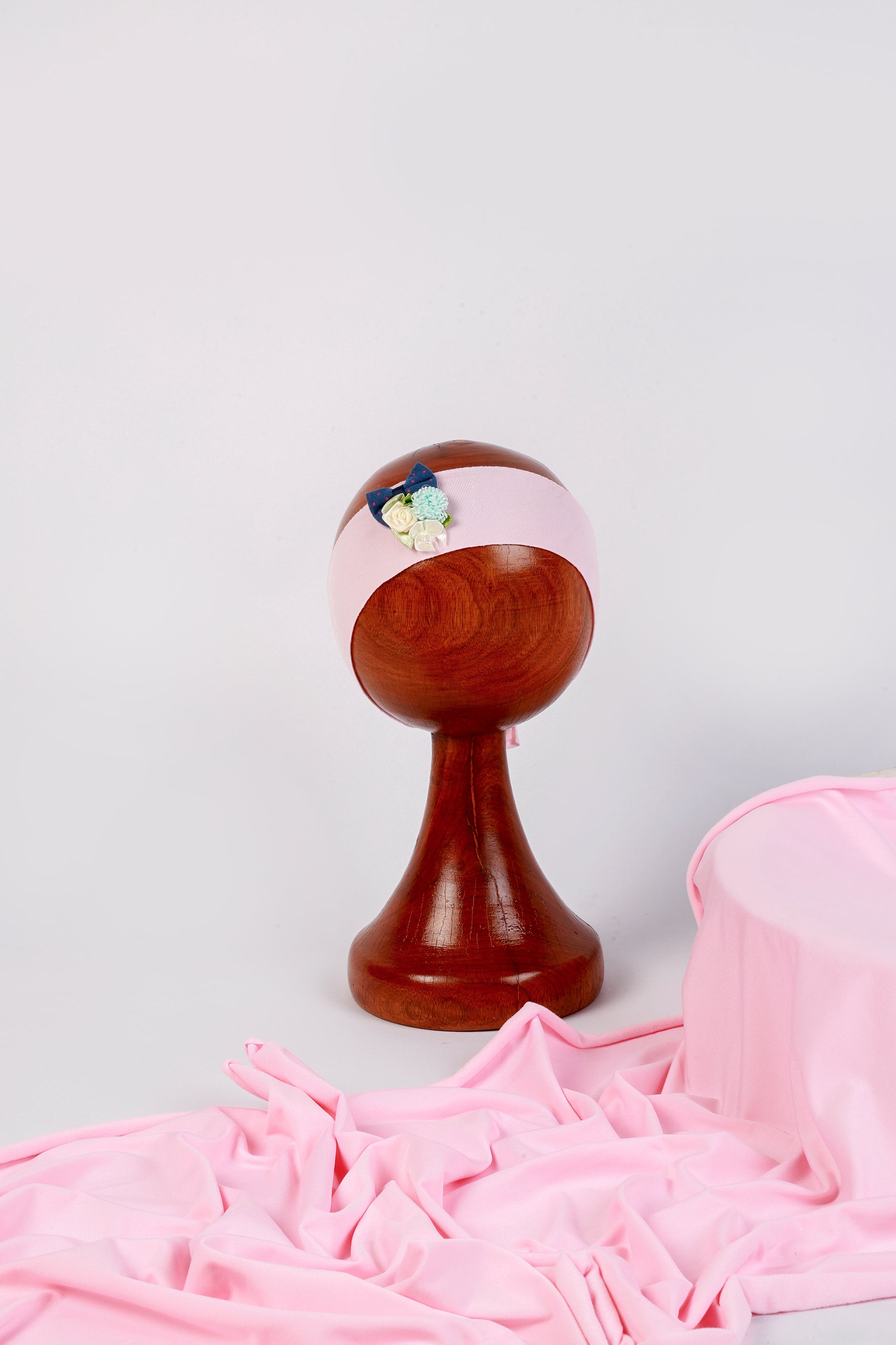 Pink Baby Wrap & Headband Set – Soft & Stretchy Newborn Photography Prop with Floral Headband for Milestone Photoshoots