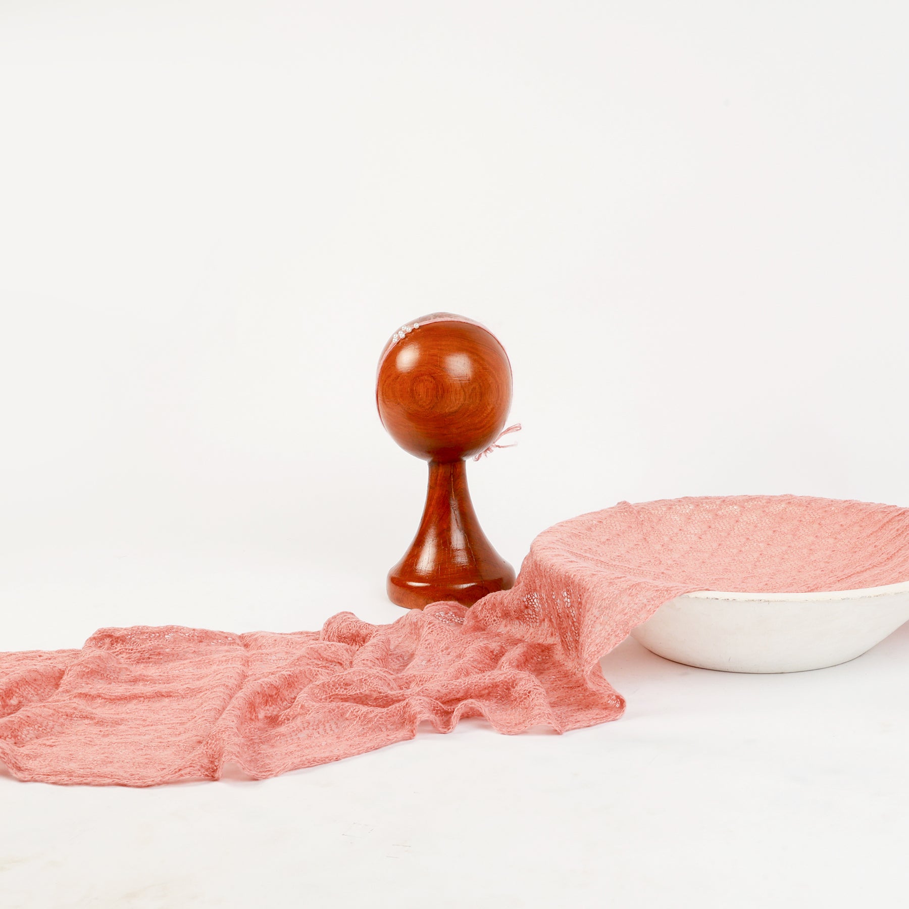Dusty Rose Newborn Wrap & Pearl Headband Set – Perfect Photography Prop for Timeless Baby Photoshoots