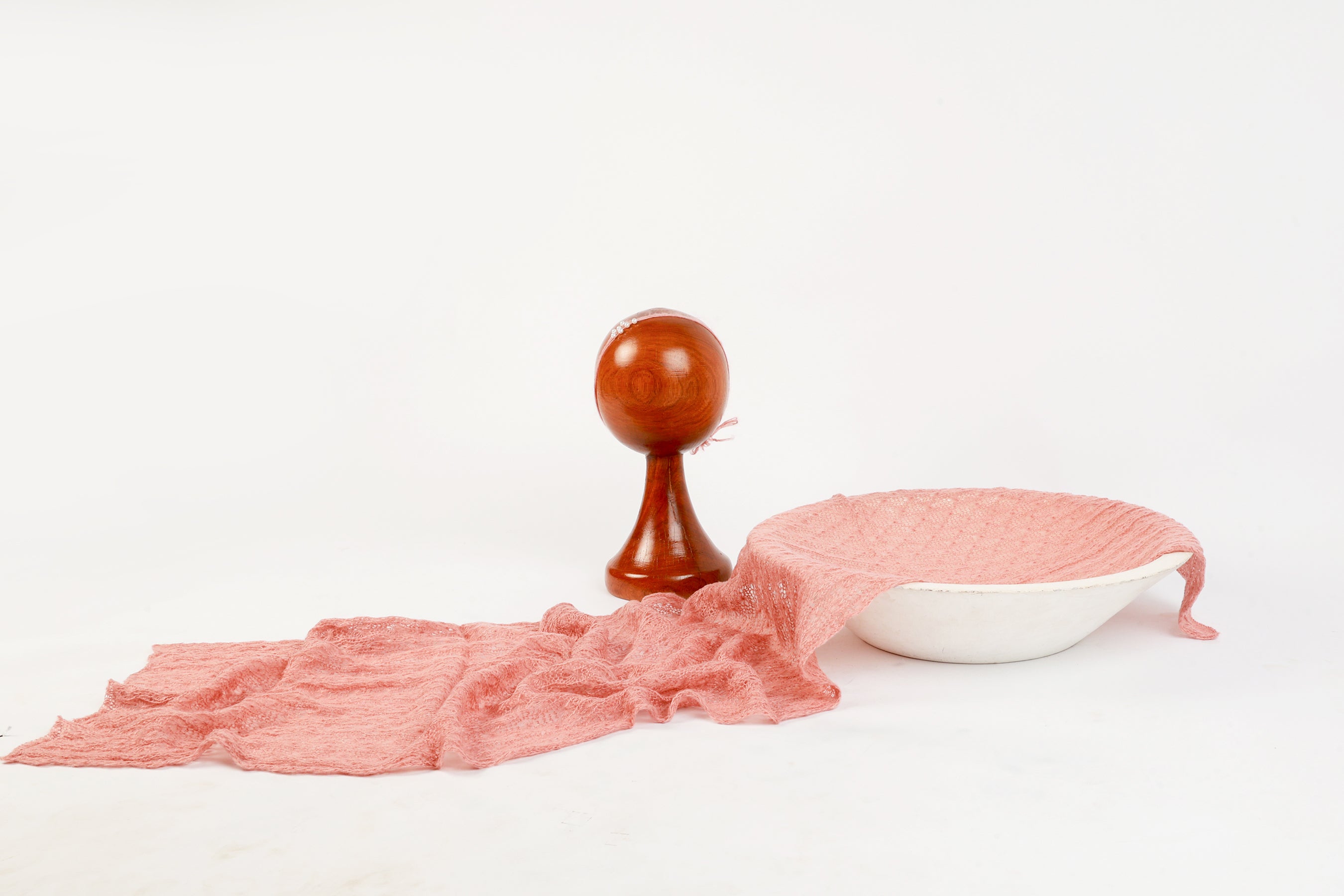 Dusty Rose Newborn Wrap & Pearl Headband Set – Perfect Photography Prop for Timeless Baby Photoshoots