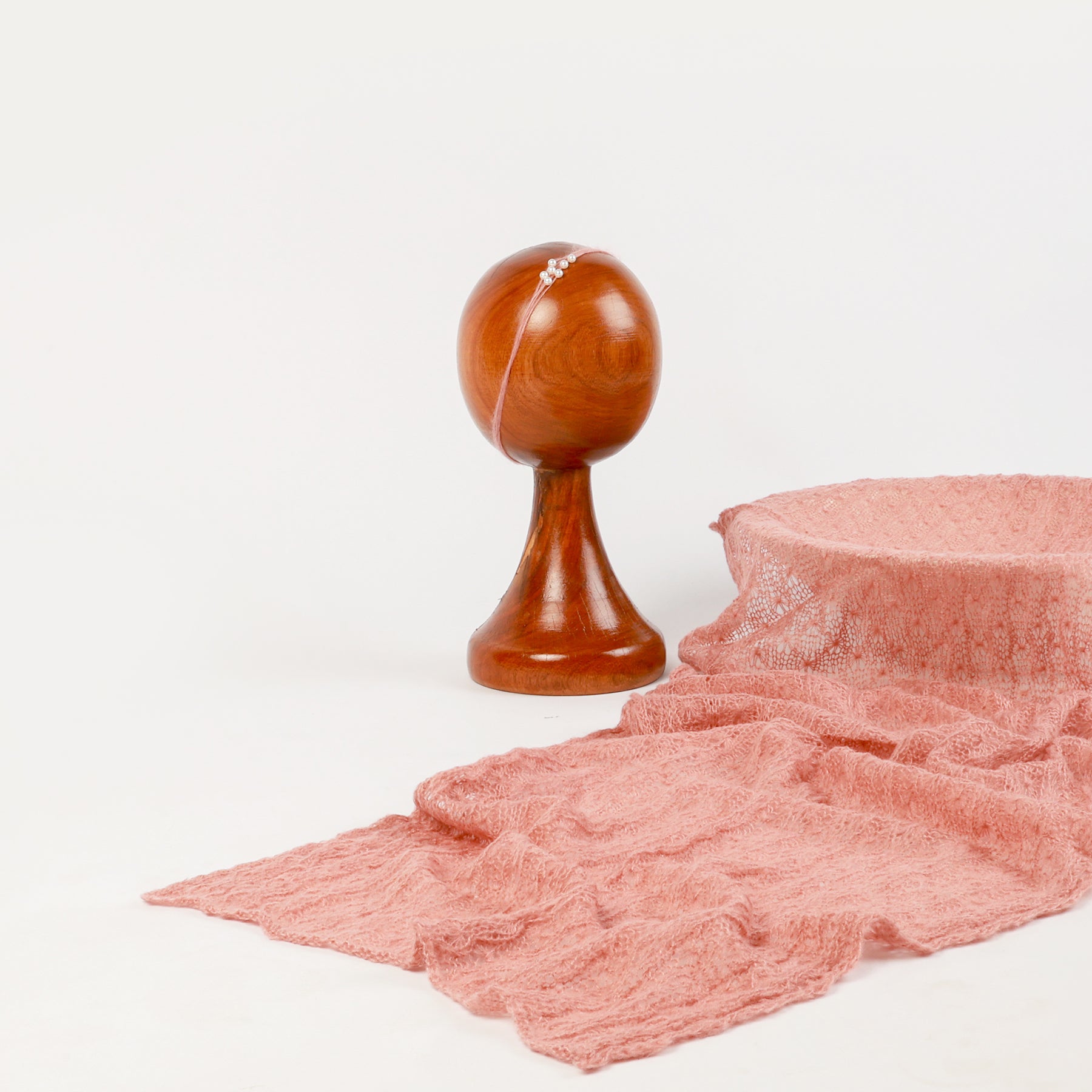 Dusty Rose Newborn Wrap & Pearl Headband Set – Perfect Photography Prop for Timeless Baby Photoshoots