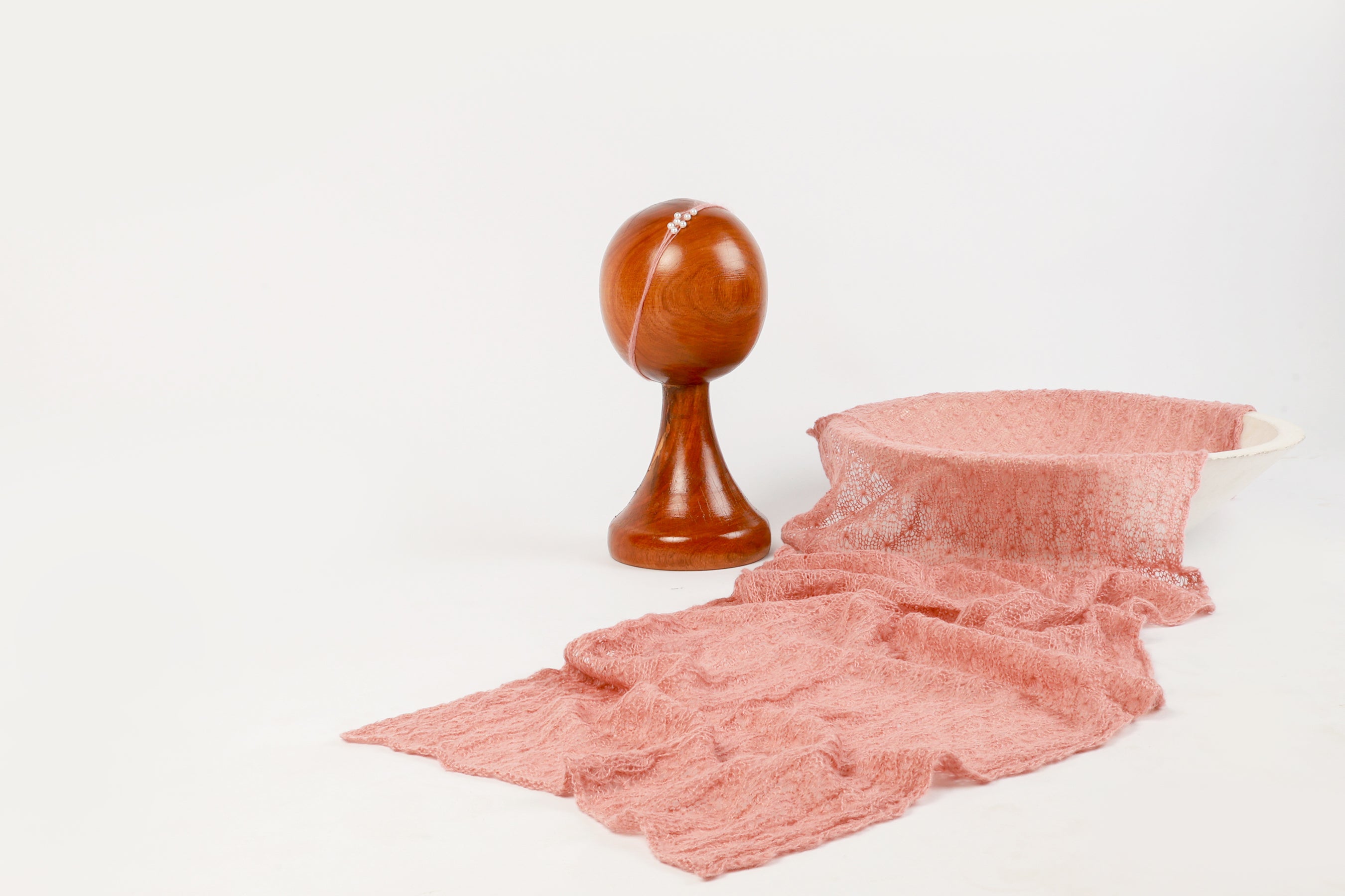 Dusty Rose Newborn Wrap & Pearl Headband Set – Perfect Photography Prop for Timeless Baby Photoshoots