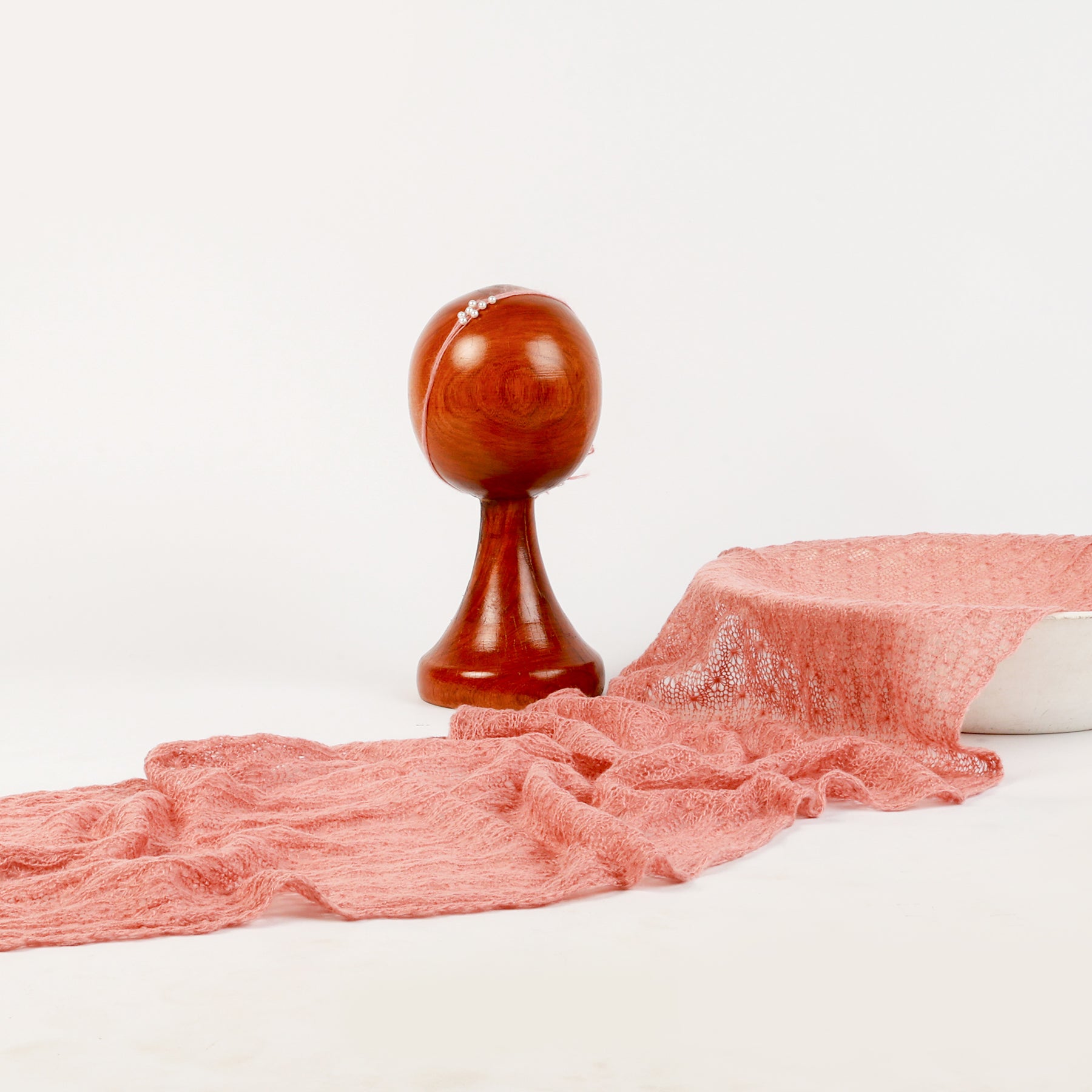 Dusty Rose Newborn Wrap & Pearl Headband Set – Perfect Photography Prop for Timeless Baby Photoshoots