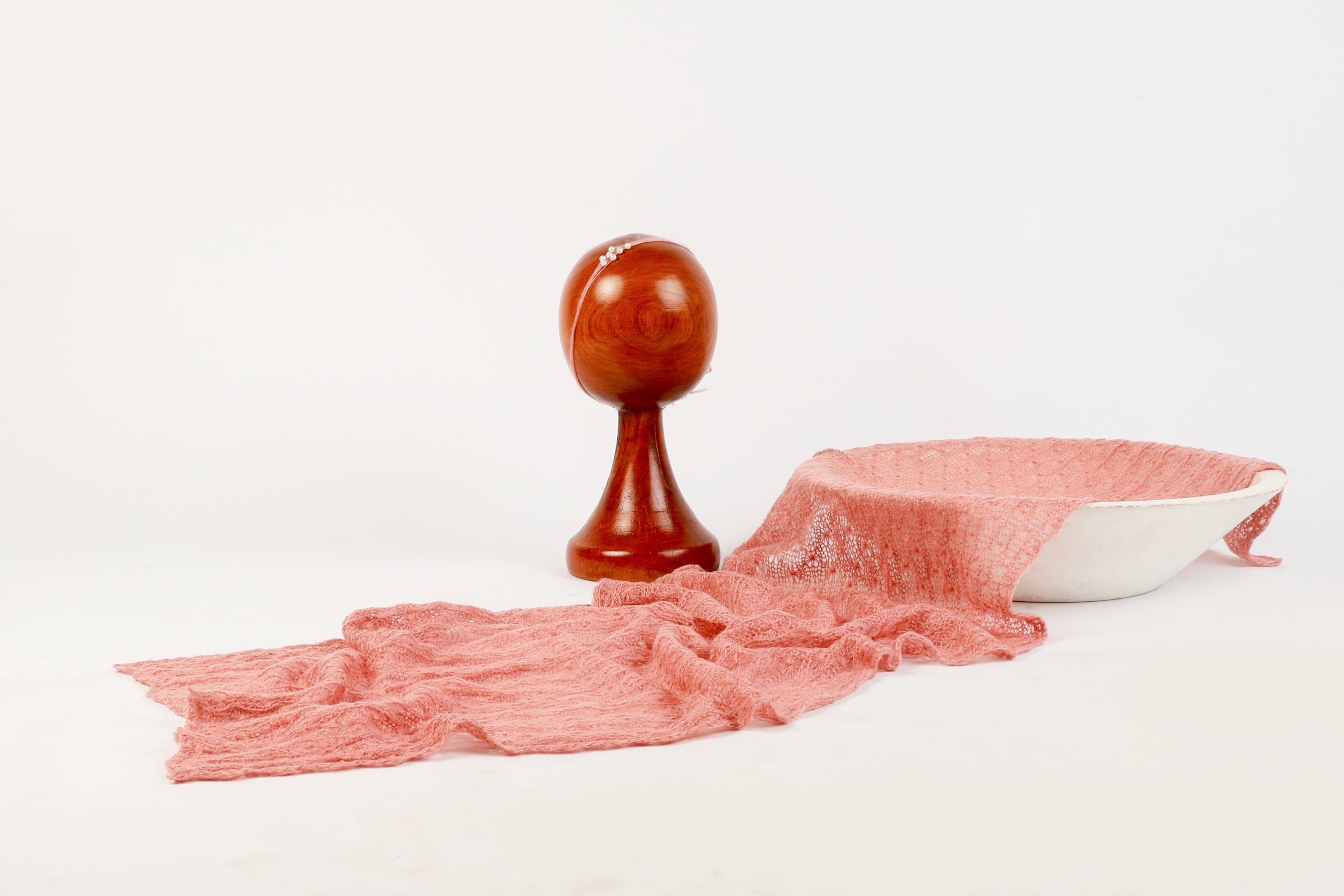 Dusty Rose Newborn Wrap & Pearl Headband Set – Perfect Photography Prop for Timeless Baby Photoshoots