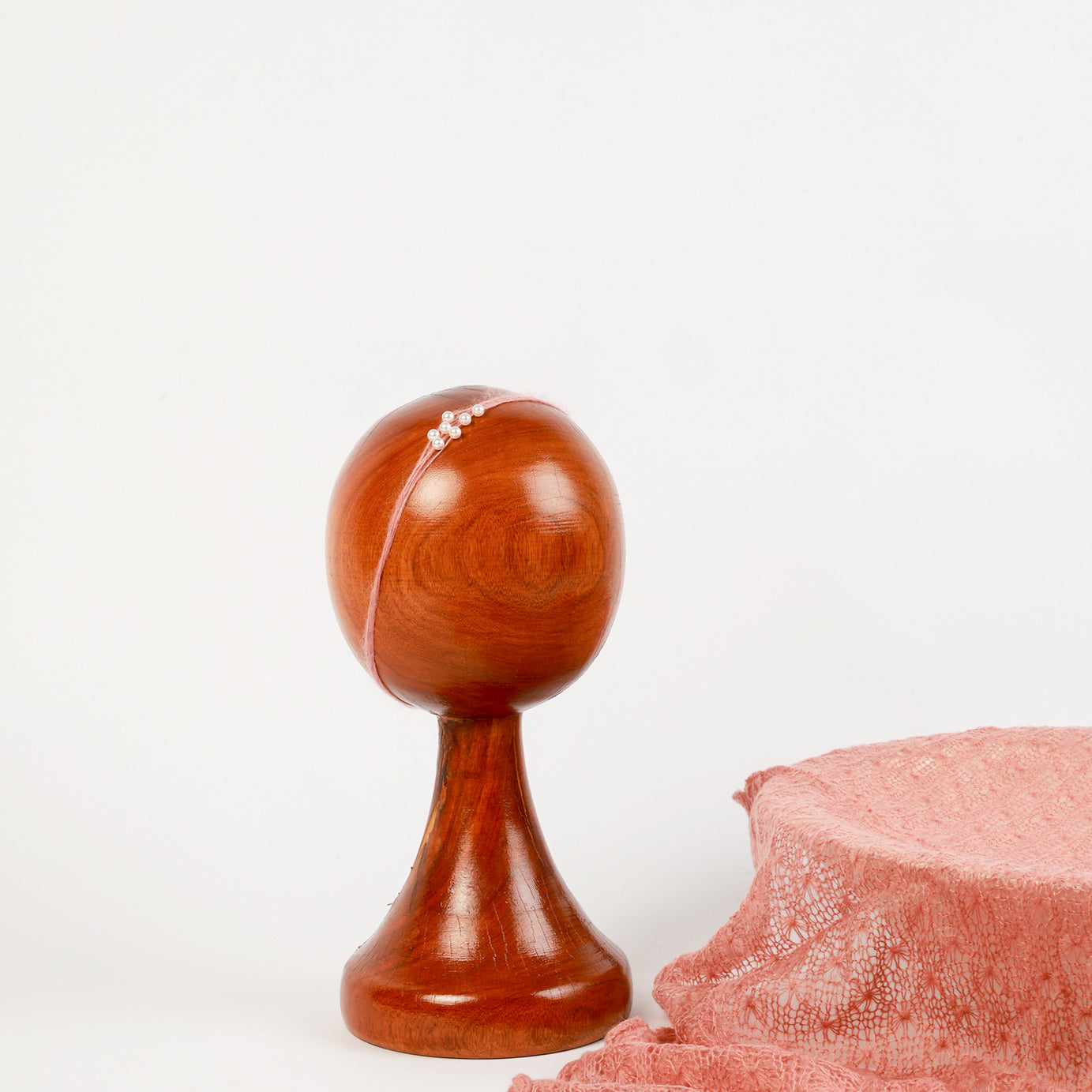 Dusty Rose Newborn Wrap & Pearl Headband Set – Perfect Photography Prop for Timeless Baby Photoshoots