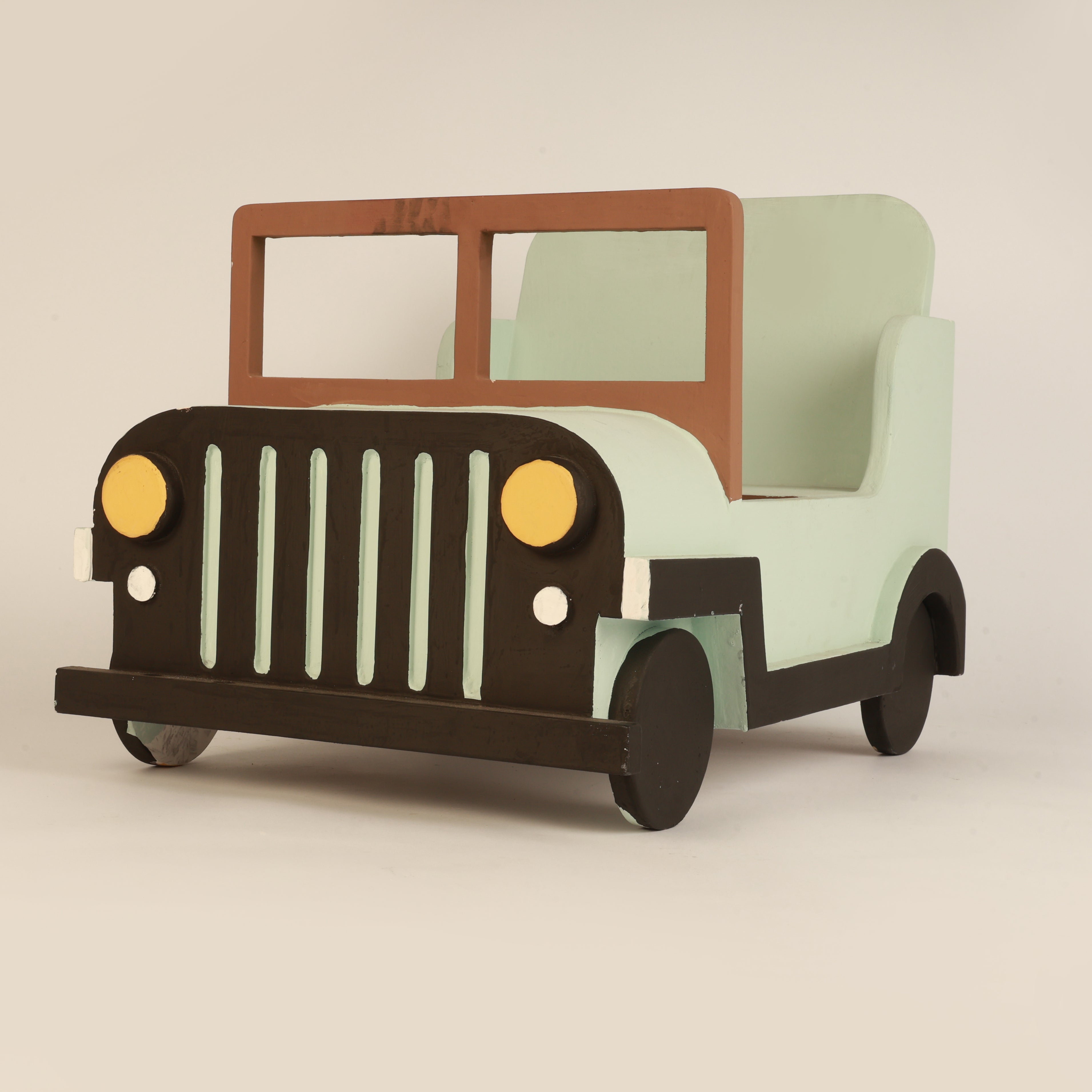 Mint Green Wooden Jeep Prop – Unique and Handmade Baby Photography Prop for Newborn and Toddler Sessions