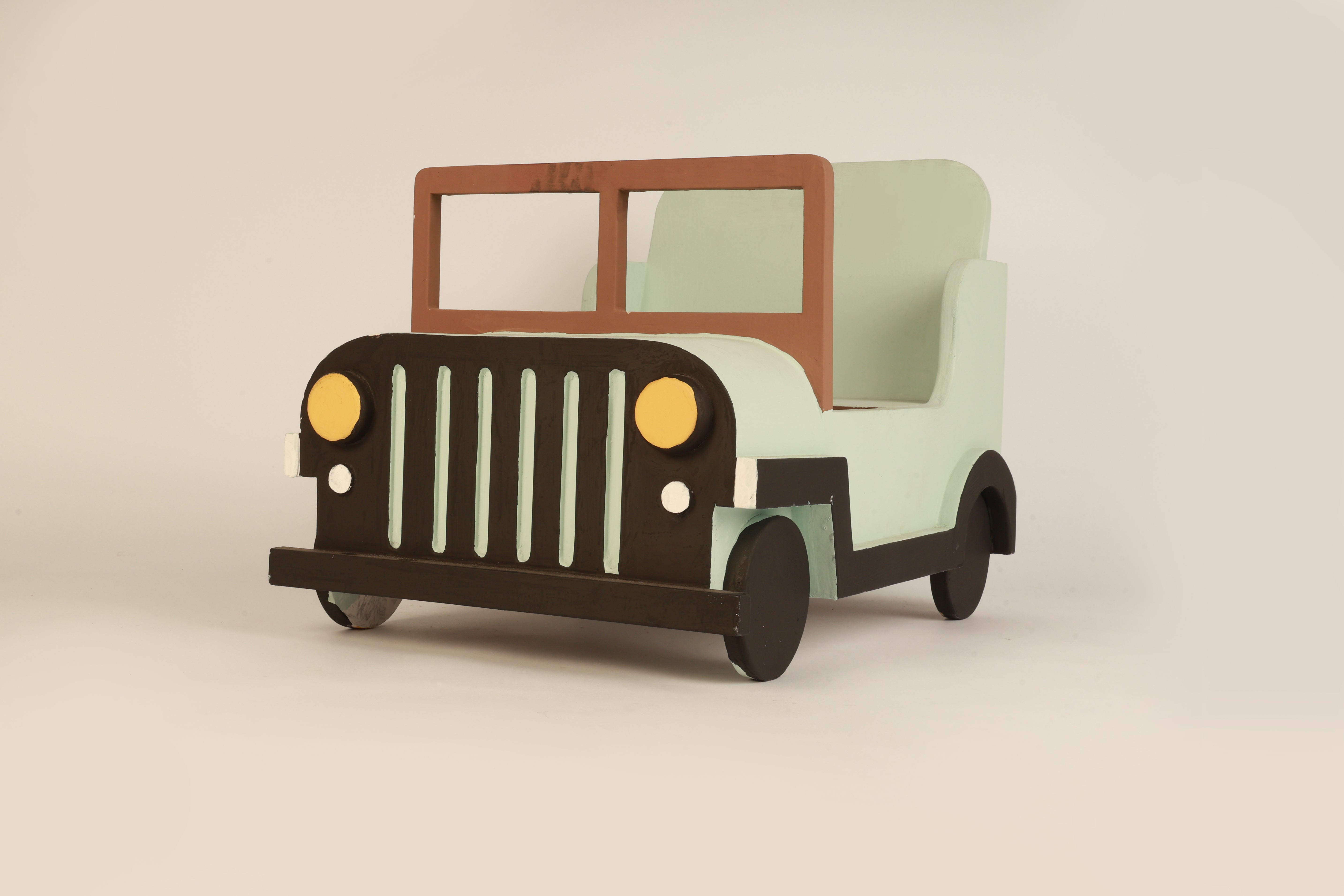 Mint Green Wooden Jeep Prop – Unique and Handmade Baby Photography Prop for Newborn and Toddler Sessions