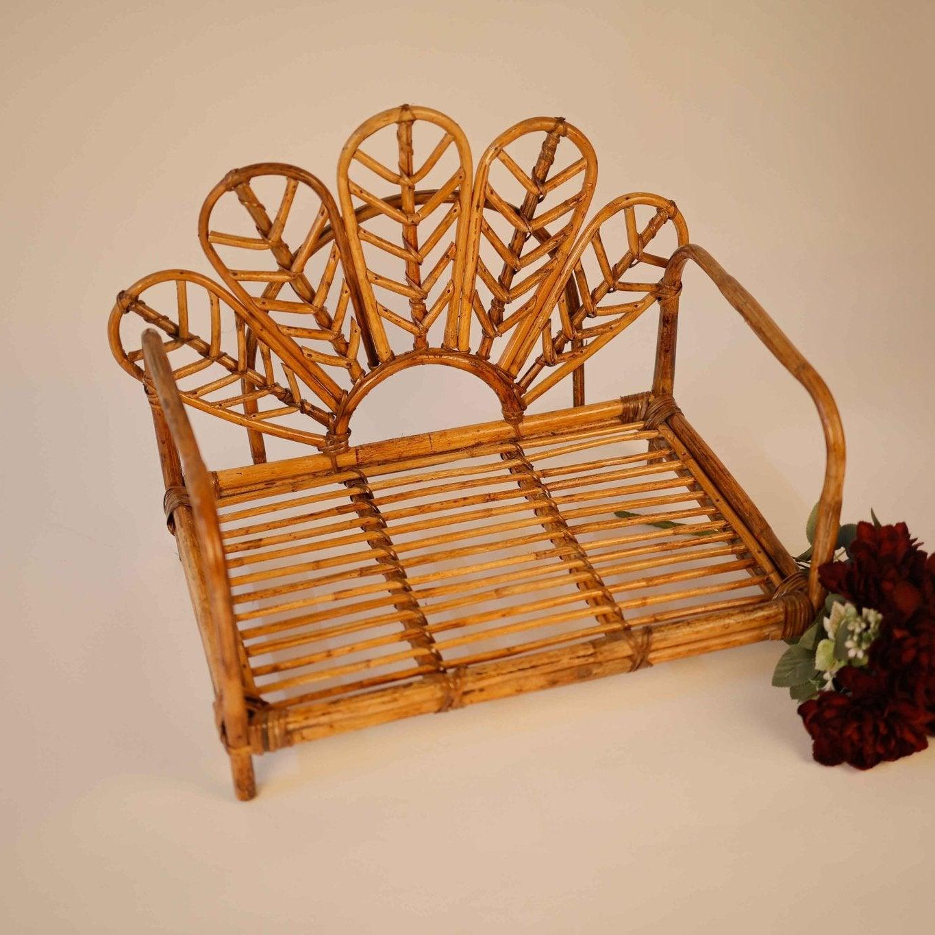 Baby Chair Prop Flowered Back Miniature Baby Photography Prop - Tiny Prop Store