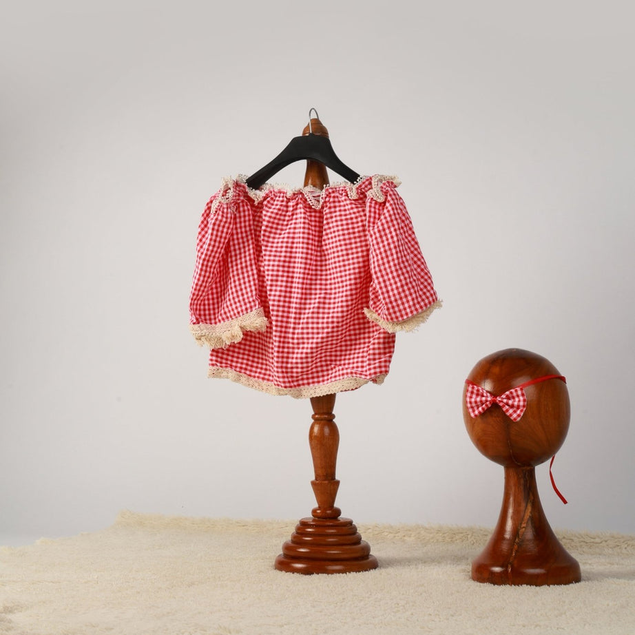 Baby Girl Photoshoot Dress - Red Skirt for Baby Girl Photoshoot - Tiny Prop Store