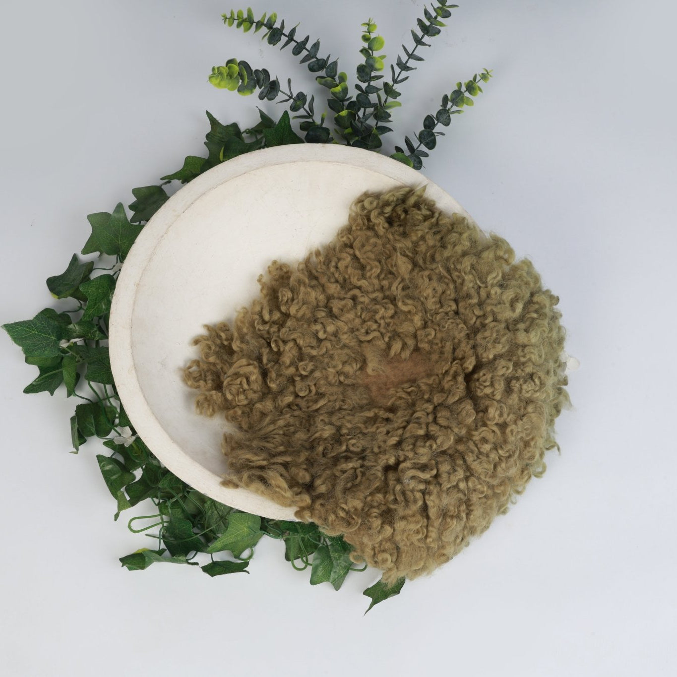 CURLY FUR Olive Green - Newborn Photography Prop | Infant Photo Prop - Tiny Prop Store
