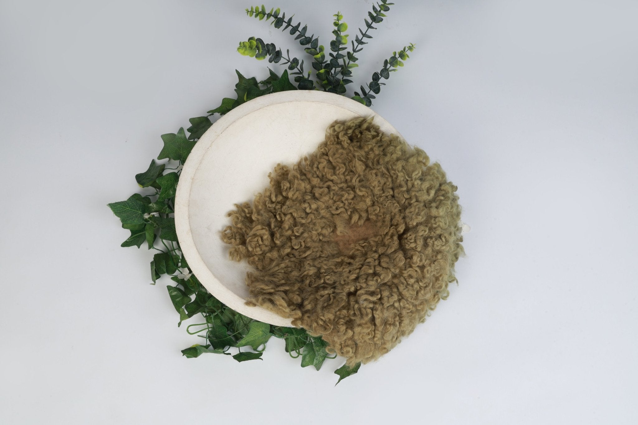 CURLY FUR Olive Green - Newborn Photography Prop | Infant Photo Prop - Tiny Prop Store