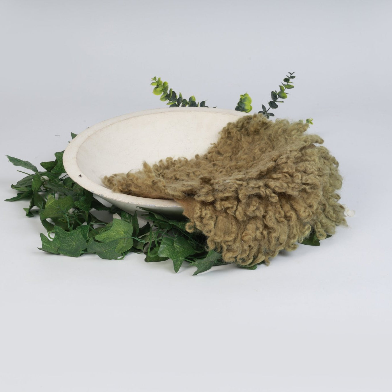 CURLY FUR Olive Green - Newborn Photography Prop | Infant Photo Prop - Tiny Prop Store