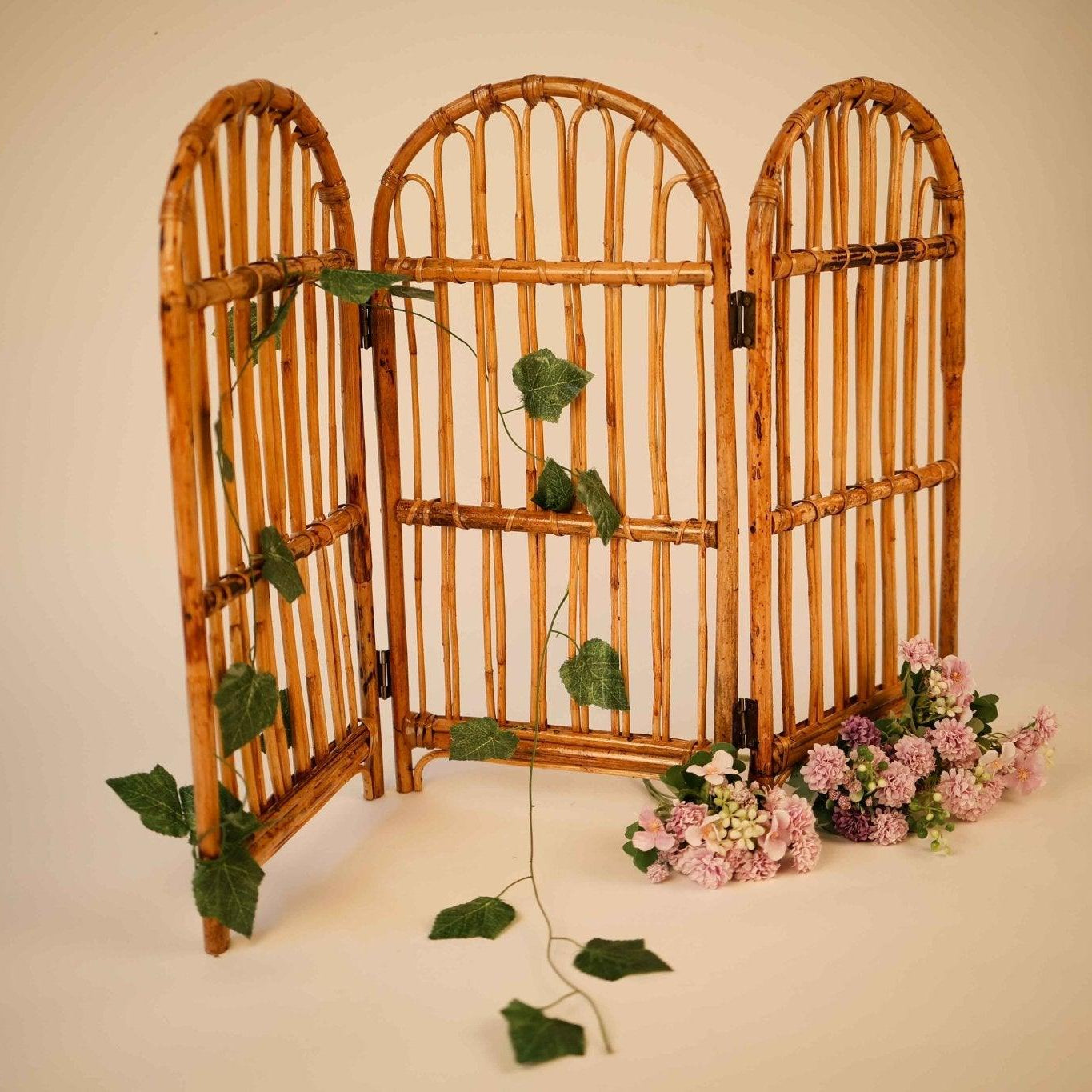 Handcrafted Cane Folding Backdrop – Perfect for Baby & Newborn Photoshoots - Tiny Prop Store