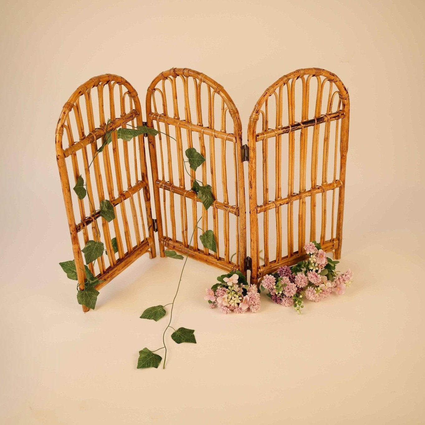 Handcrafted Cane Folding Backdrop – Perfect for Baby & Newborn Photoshoots - Tiny Prop Store