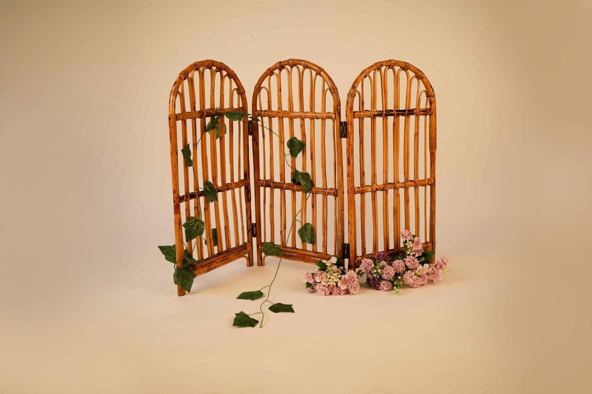 Handcrafted Cane Folding Backdrop – Perfect for Baby & Newborn Photoshoots - Tiny Prop Store