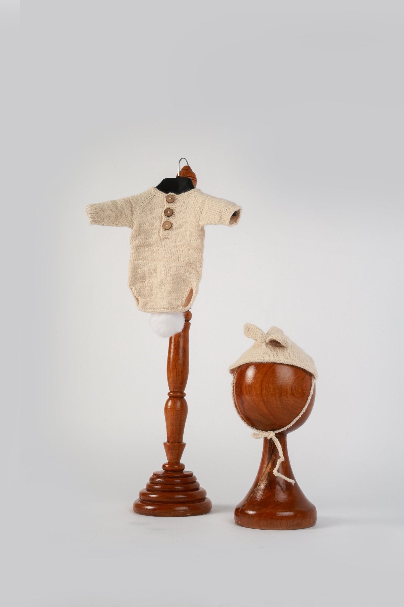 Newborn Knitted Dress Beige - Newborn Photoshoot Outfit - Tiny Prop Store