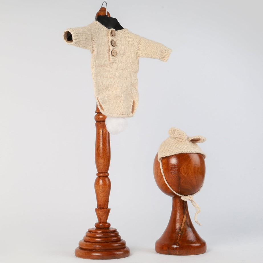 Newborn Knitted Dress Beige - Newborn Photoshoot Outfit - Tiny Prop Store