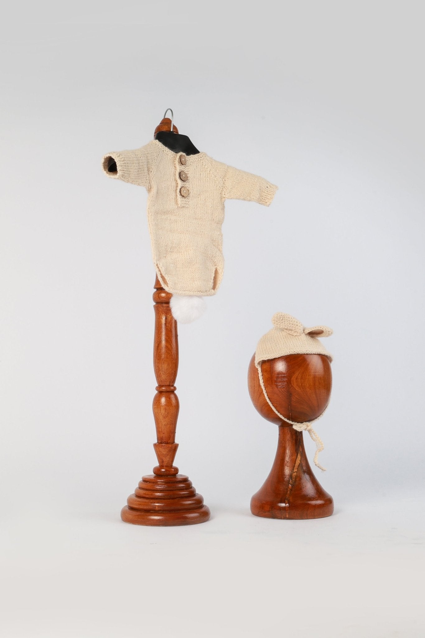 Newborn Knitted Dress Beige - Newborn Photoshoot Outfit - Tiny Prop Store