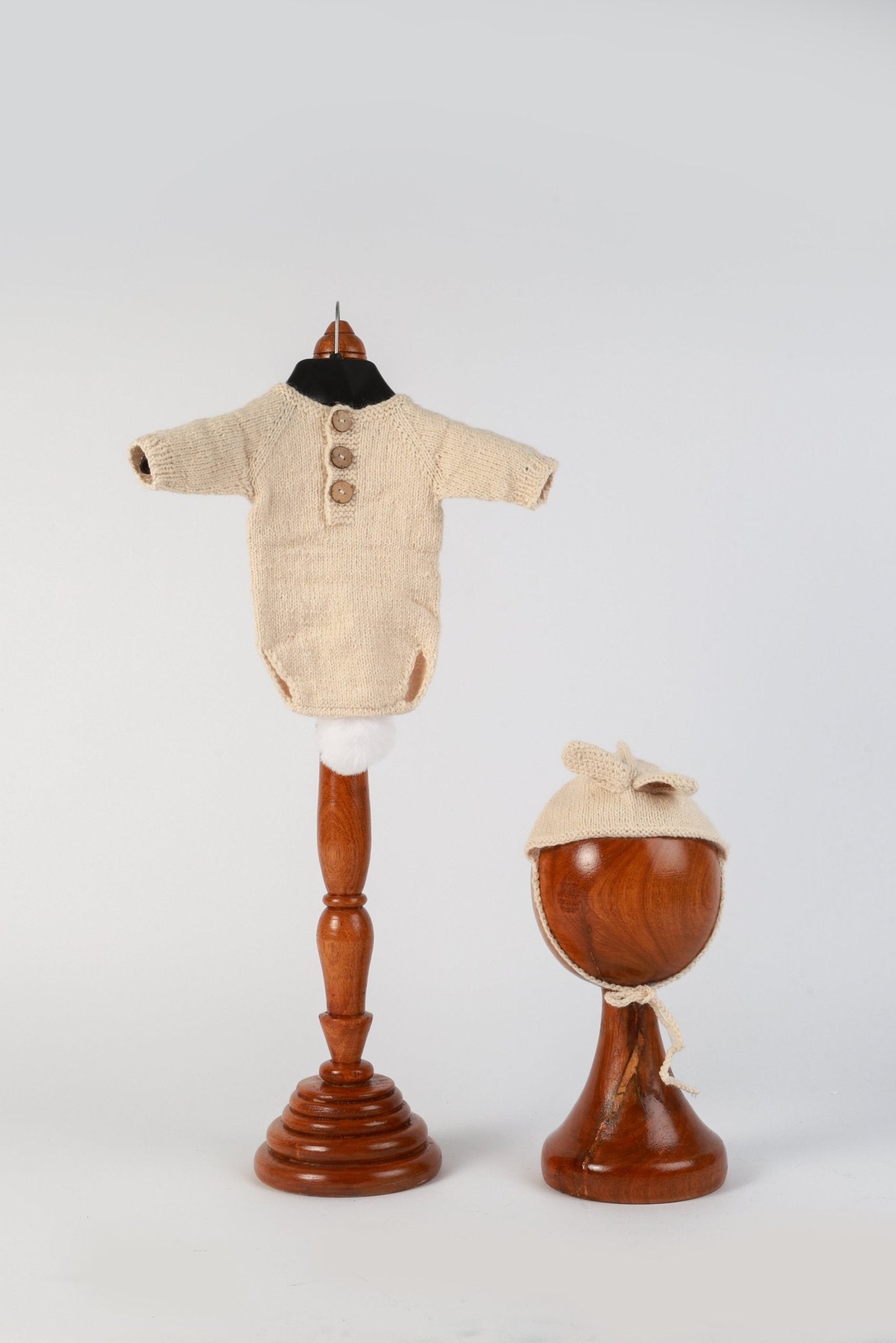 Newborn Knitted Dress Beige - Newborn Photoshoot Outfit - Tiny Prop Store