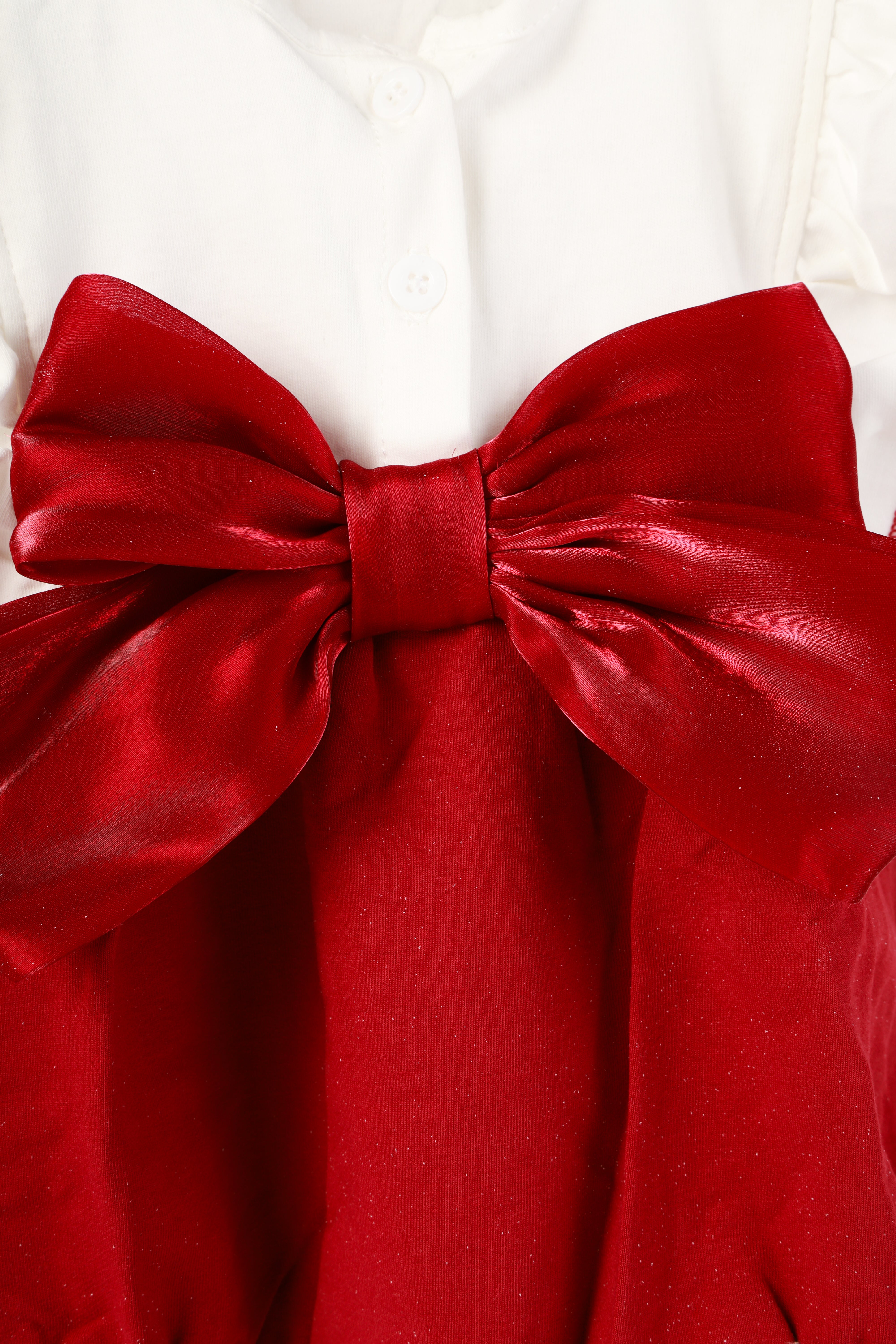 Elegant Baby Girl Photoshoot Dress – White & Red Outfit with Bonnet