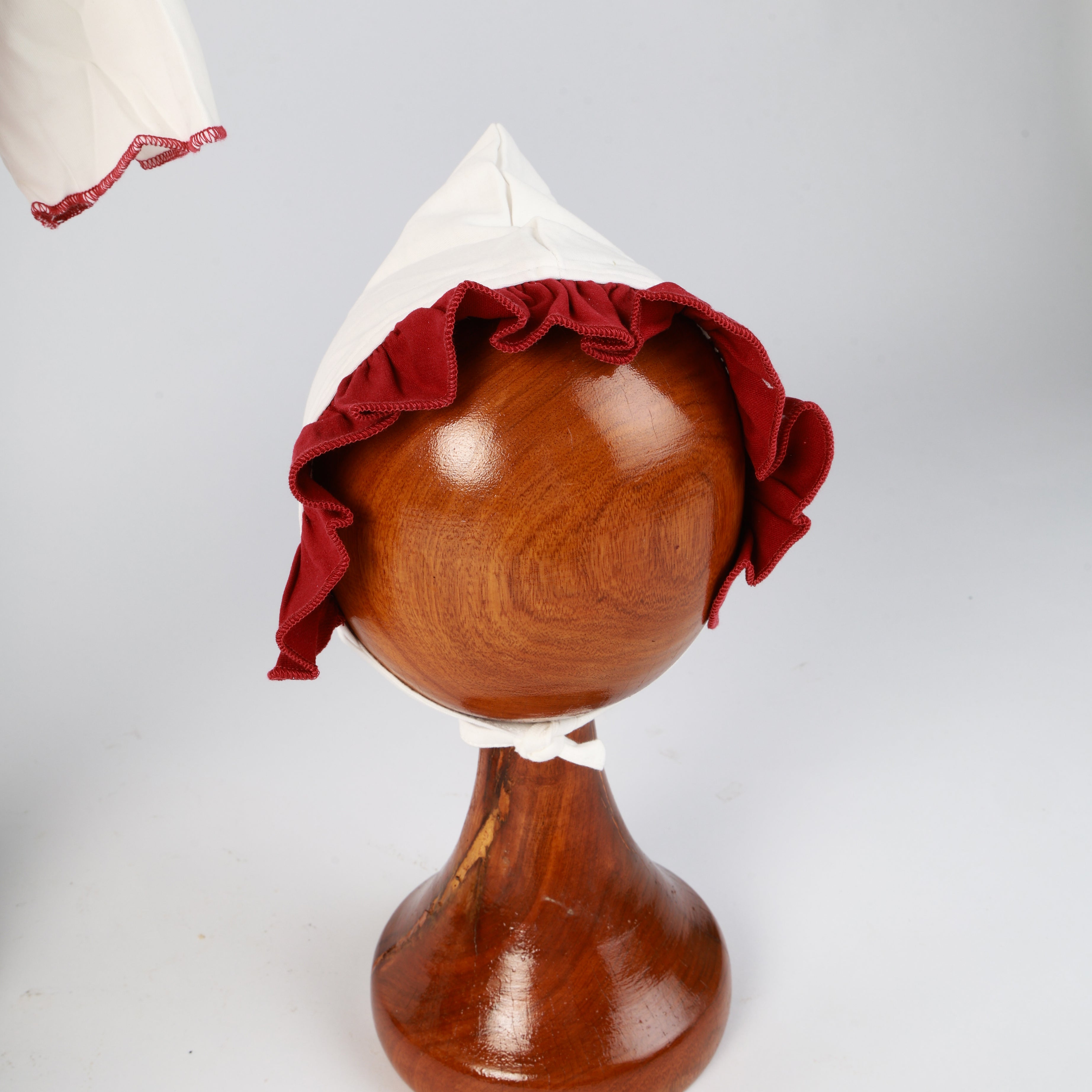 Elegant Baby Girl Photoshoot Dress – White & Red Outfit with Bonnet